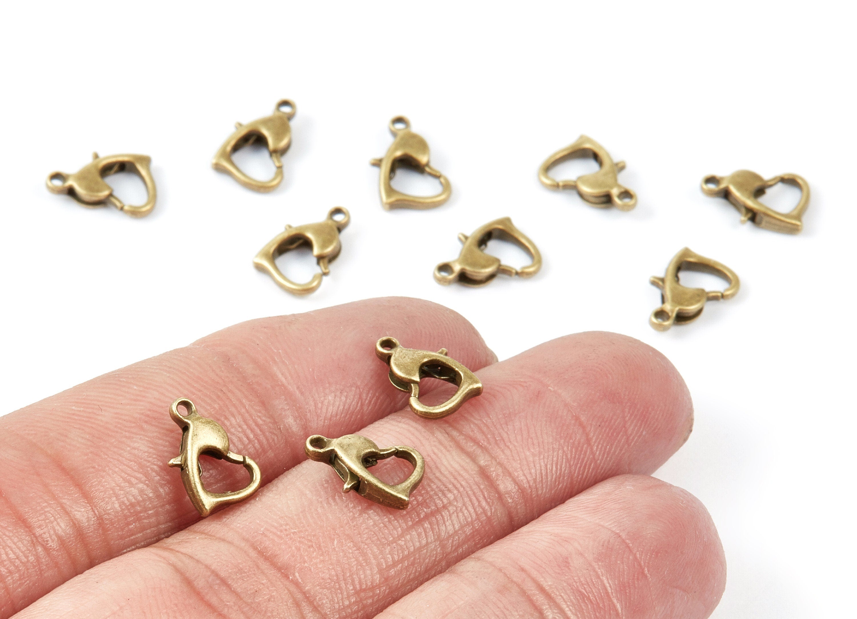 Brass Heart Parrot Clasp - Antique Bronze Tone Plated - Brass Heart Lobster Claw Clasps - Jewelry Supplies - 10,5x6,97mm - PP1698AB - DOMEDBAZAAR