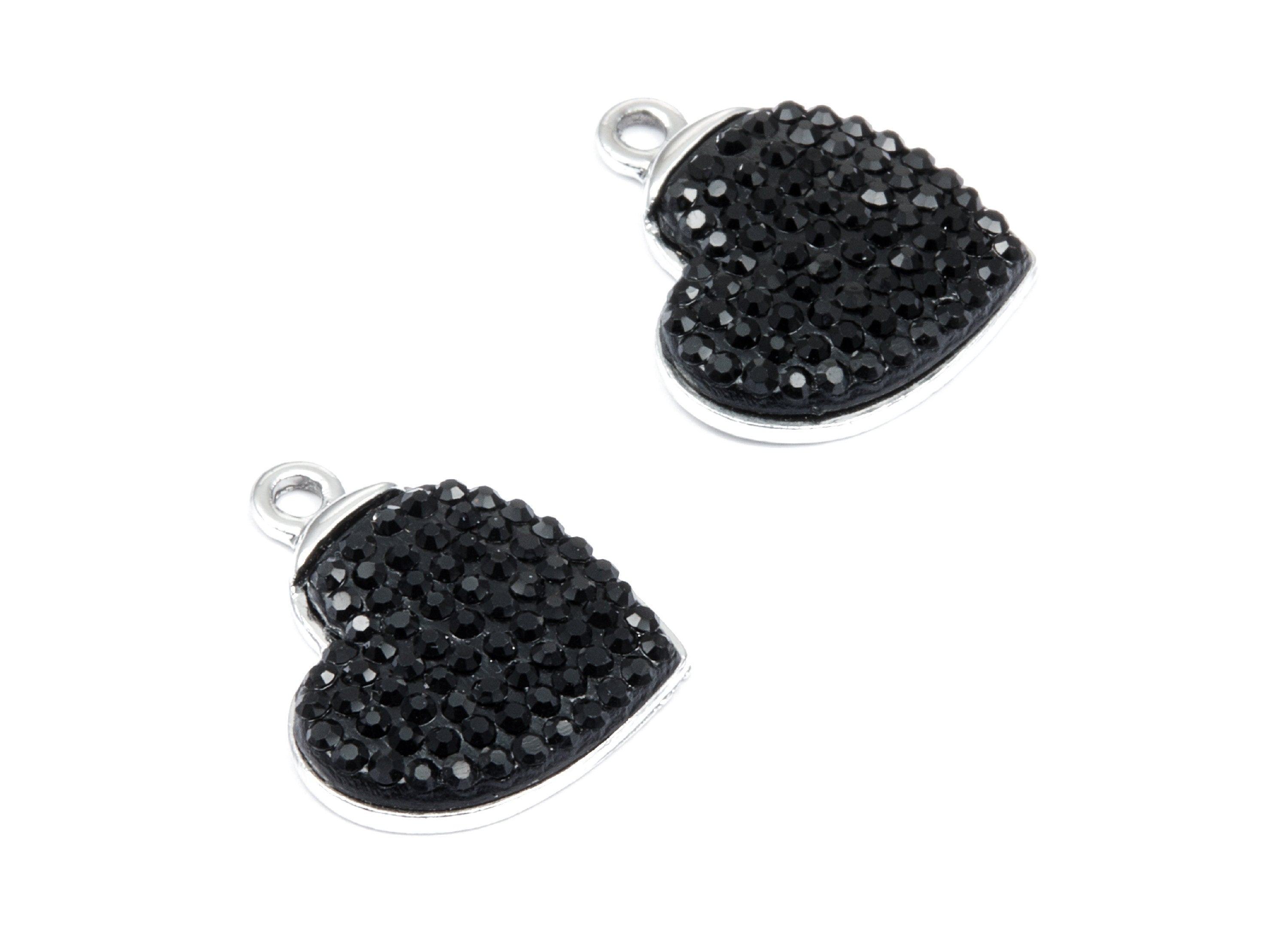 Heart Shaped Charms - Zinc Alloy Earring Findings - Silver Tone Connector - Alloy Pendant for Necklace - 20x17,18x3,21mm - ZZ1209 - DOMEDBAZAAR