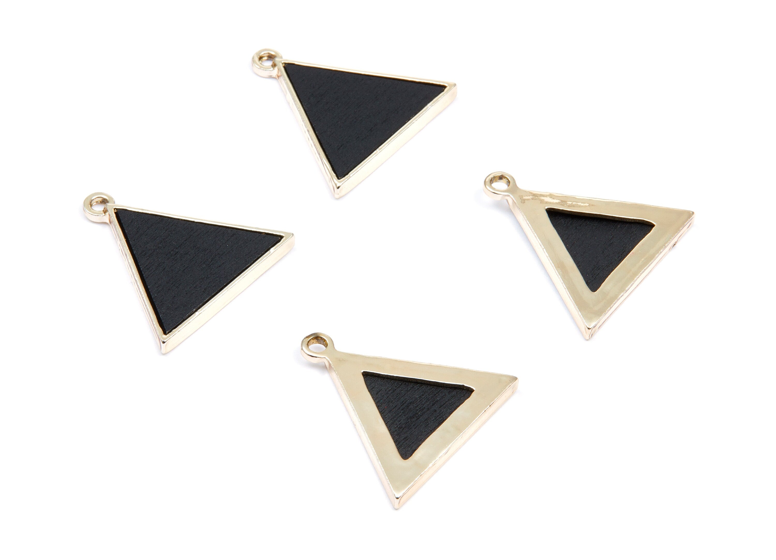 Triangle Shaped Charms - Zinc Alloy Earring Findings - Gold Tone Connector - Alloy Pendant for Necklace - 27,01x26,66x2,79mm - ZZ1219B - DOMEDBAZAAR