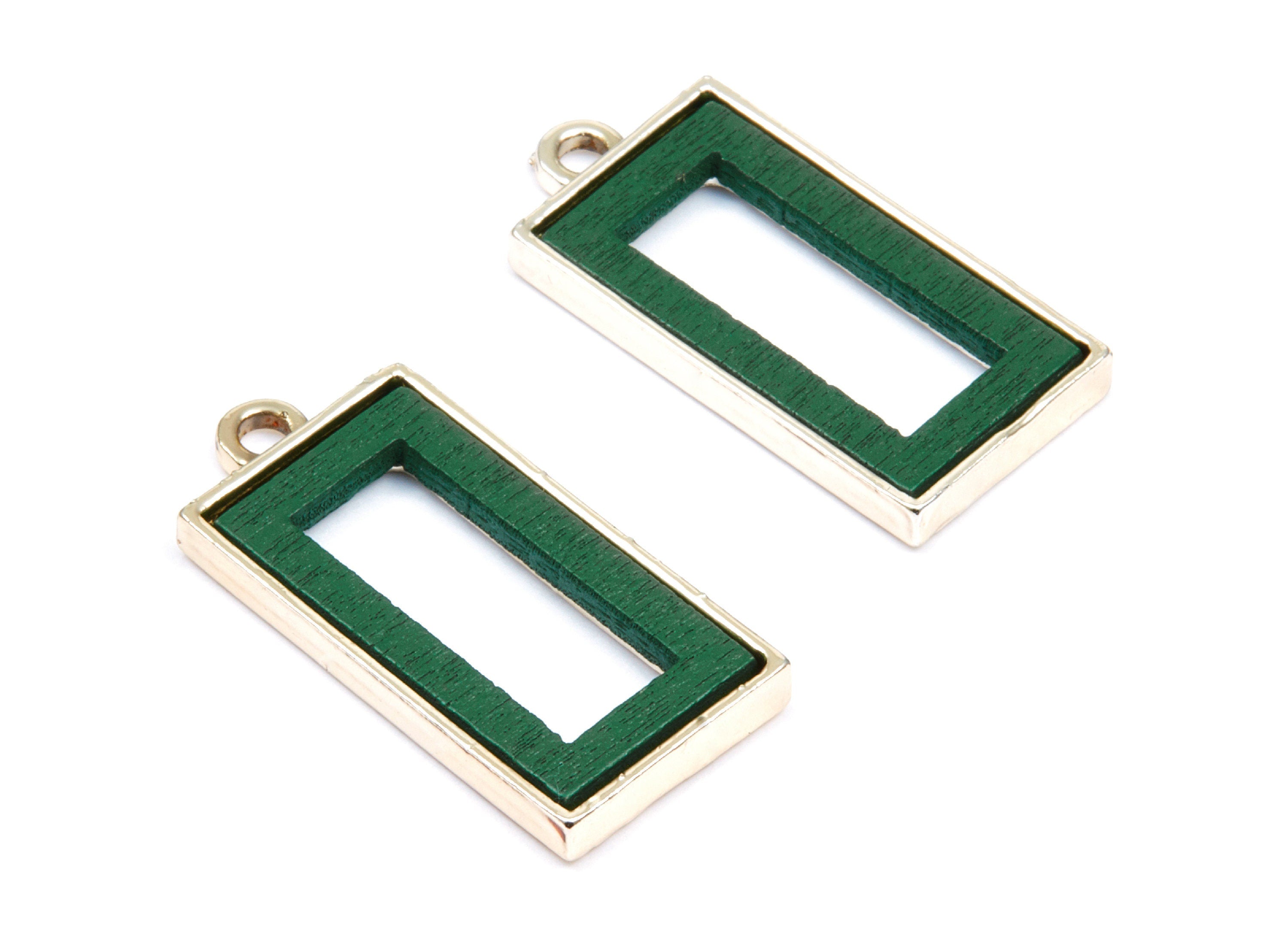 Rectangle Shaped Charms- Zinc Alloy Earring Findings - Gold Tone Connector - Alloy Pendant for Necklace - 30,16x14,44x2,91mm - ZZ1249 - DOMEDBAZAAR