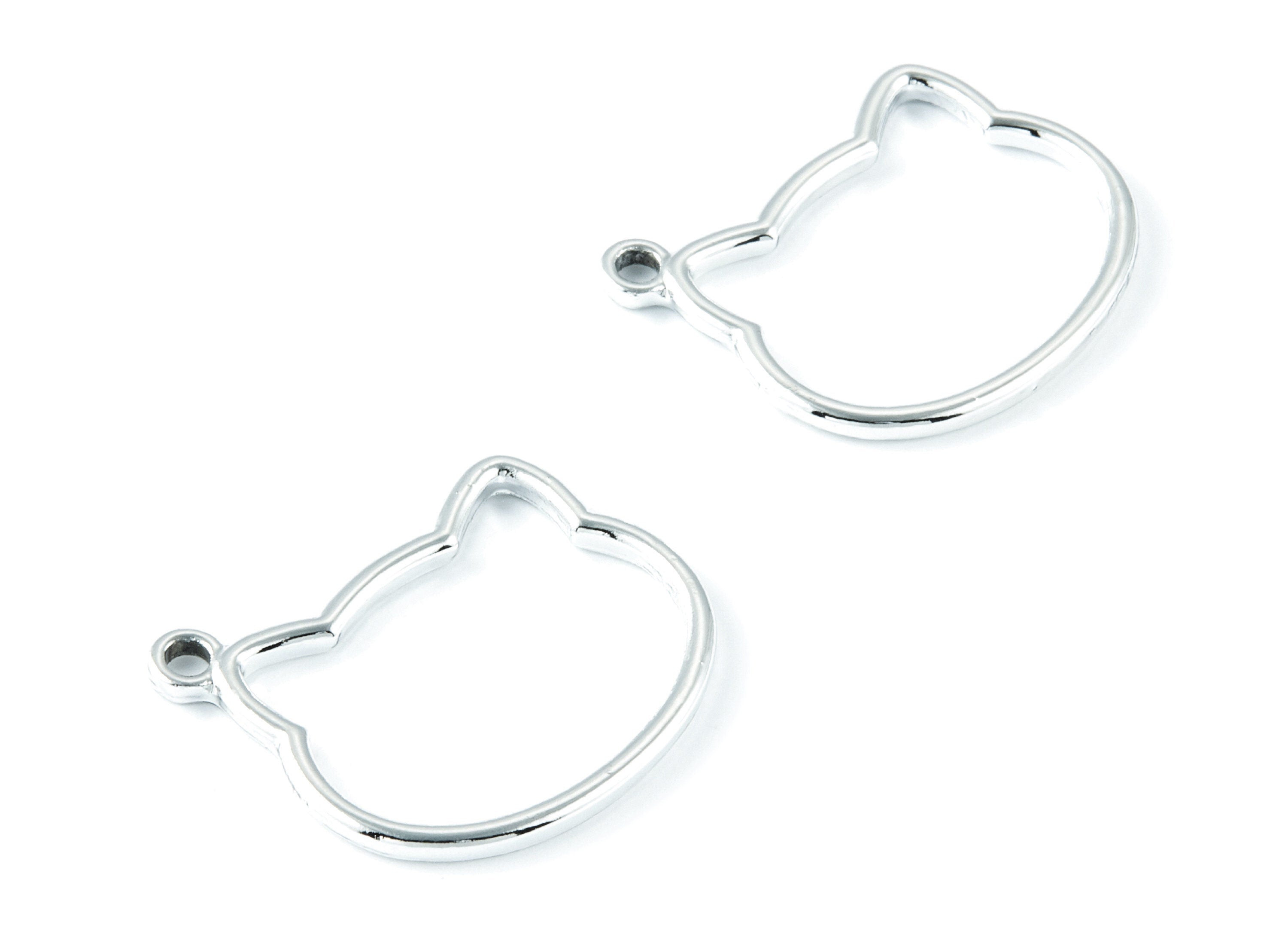 Cat Shaped Charms - Zinc Alloy Earring Finding - Nickel / Silver Tone - Alloy Pendant for Necklace - 28,09x22,03x1,61mm - ZZ1211 - DOMEDBAZAAR