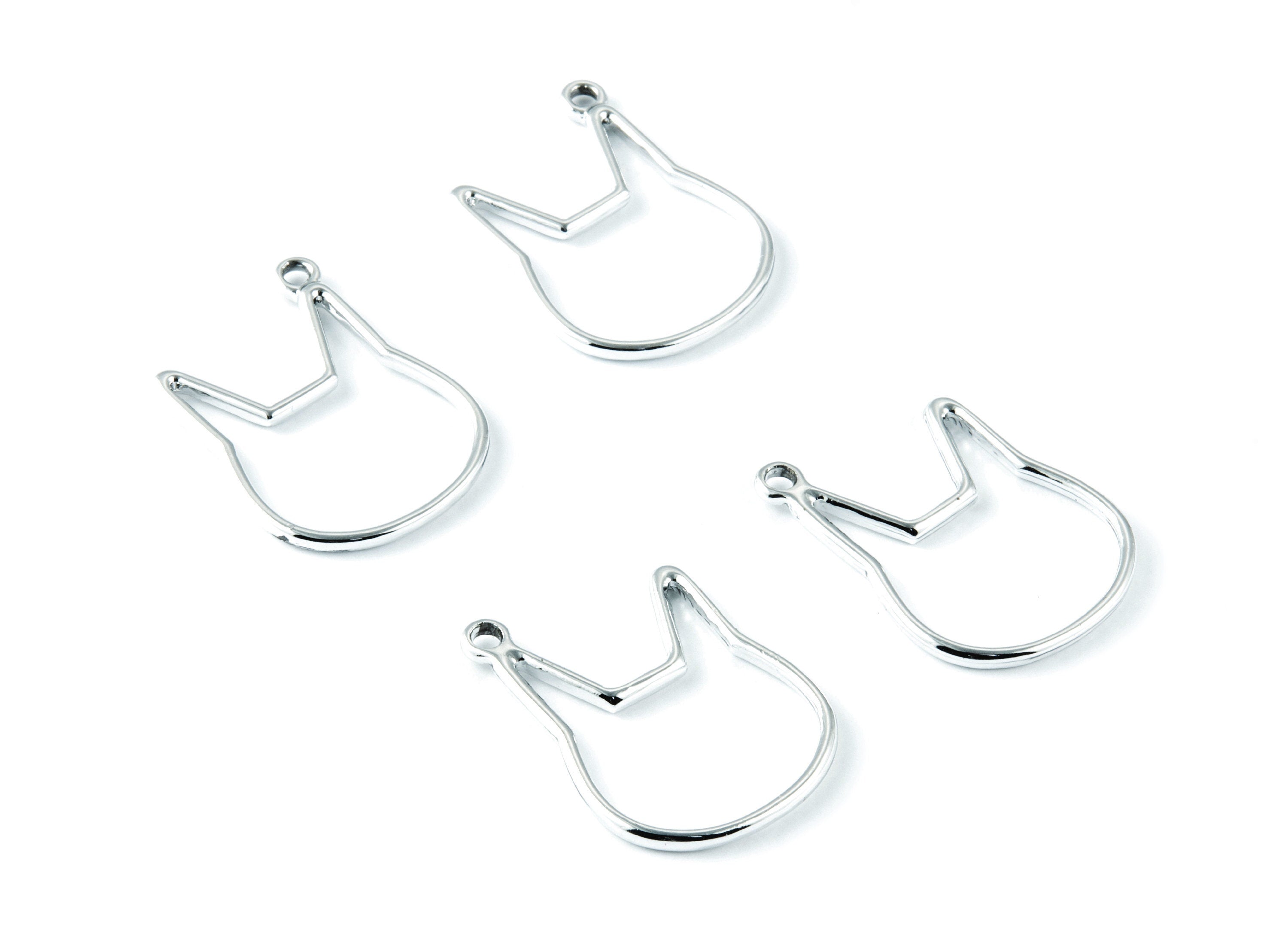 Cat Shaped Charms - Zinc Alloy Earring Finding - Nickel / Silver Tone - Alloy Pendant for Necklace - 32,8x23,72x1,59mm - ZZ1215 - DOMEDBAZAAR