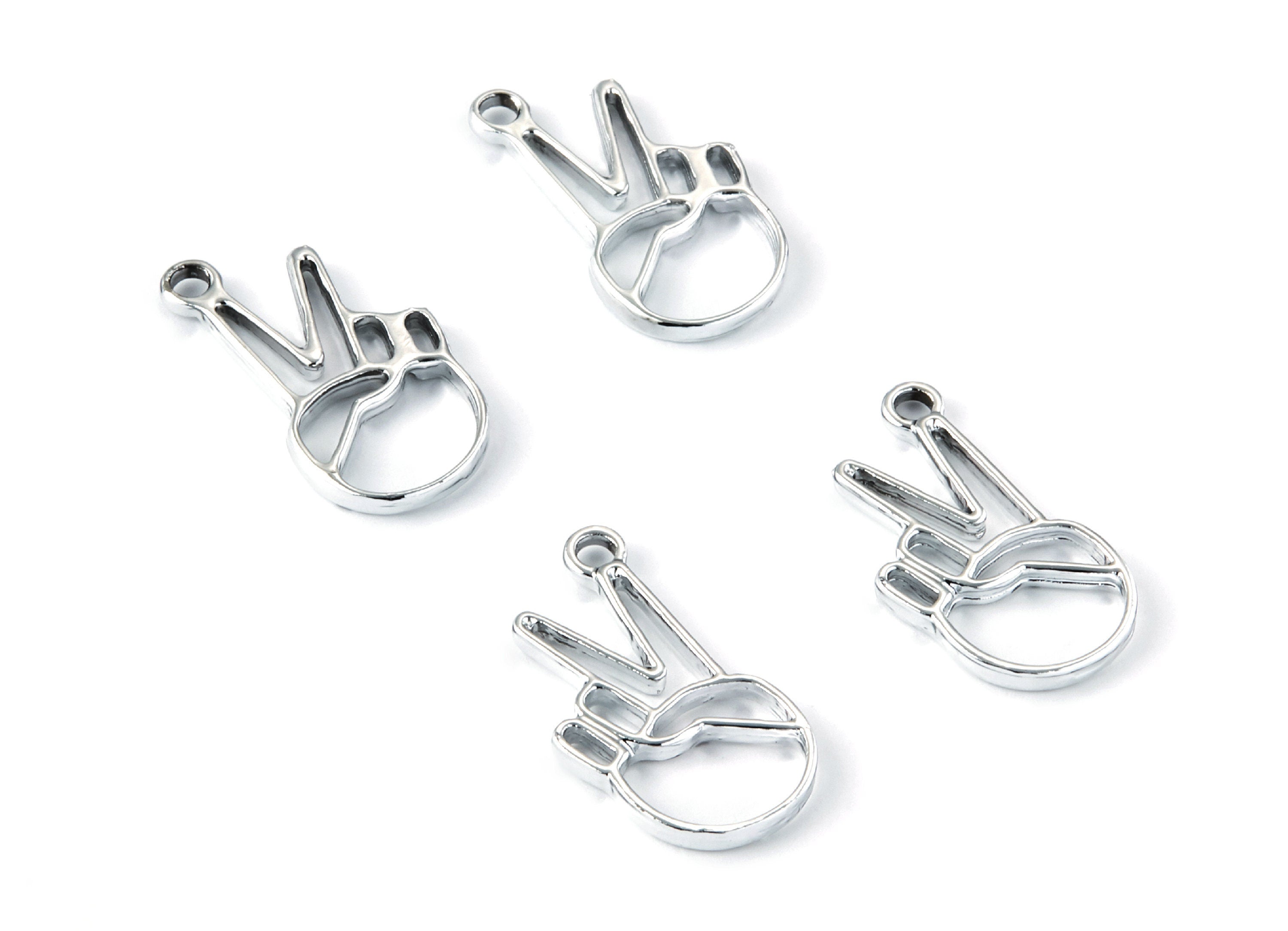 Hand Shaped Charms - Zinc Alloy Earring Finding - Nickel / Silver Tone - Alloy Pendant for Necklace - 27,15x13,3x1,59mm - ZZ1216 - DOMEDBAZAAR