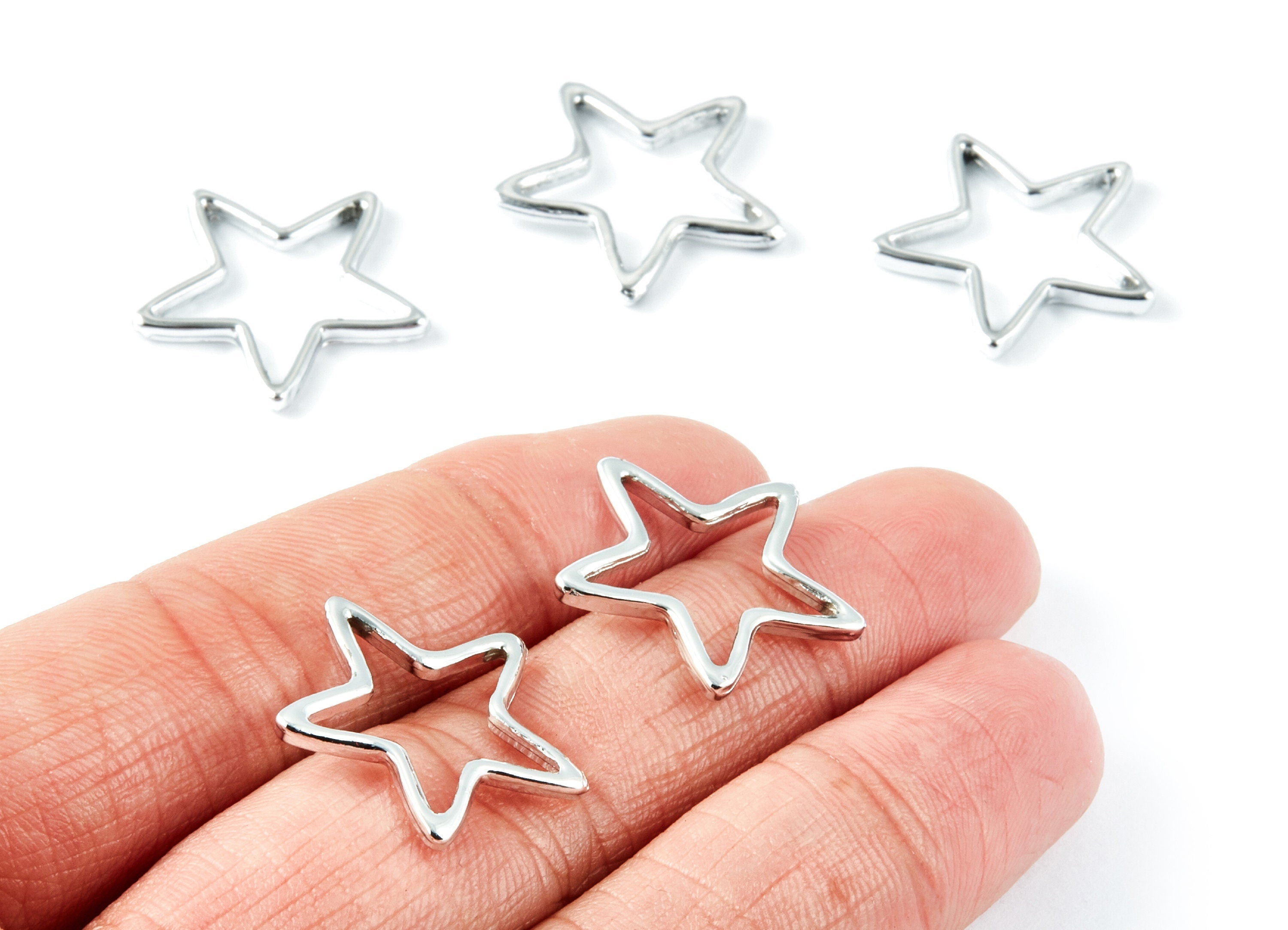 Star Shaped Charms - Zinc Alloy Earring Finding - Nickel / Silver Tone - Alloy Pendant for Necklace - 21,85x21,85x1,39mm - ZZ1212 - DOMEDBAZAAR