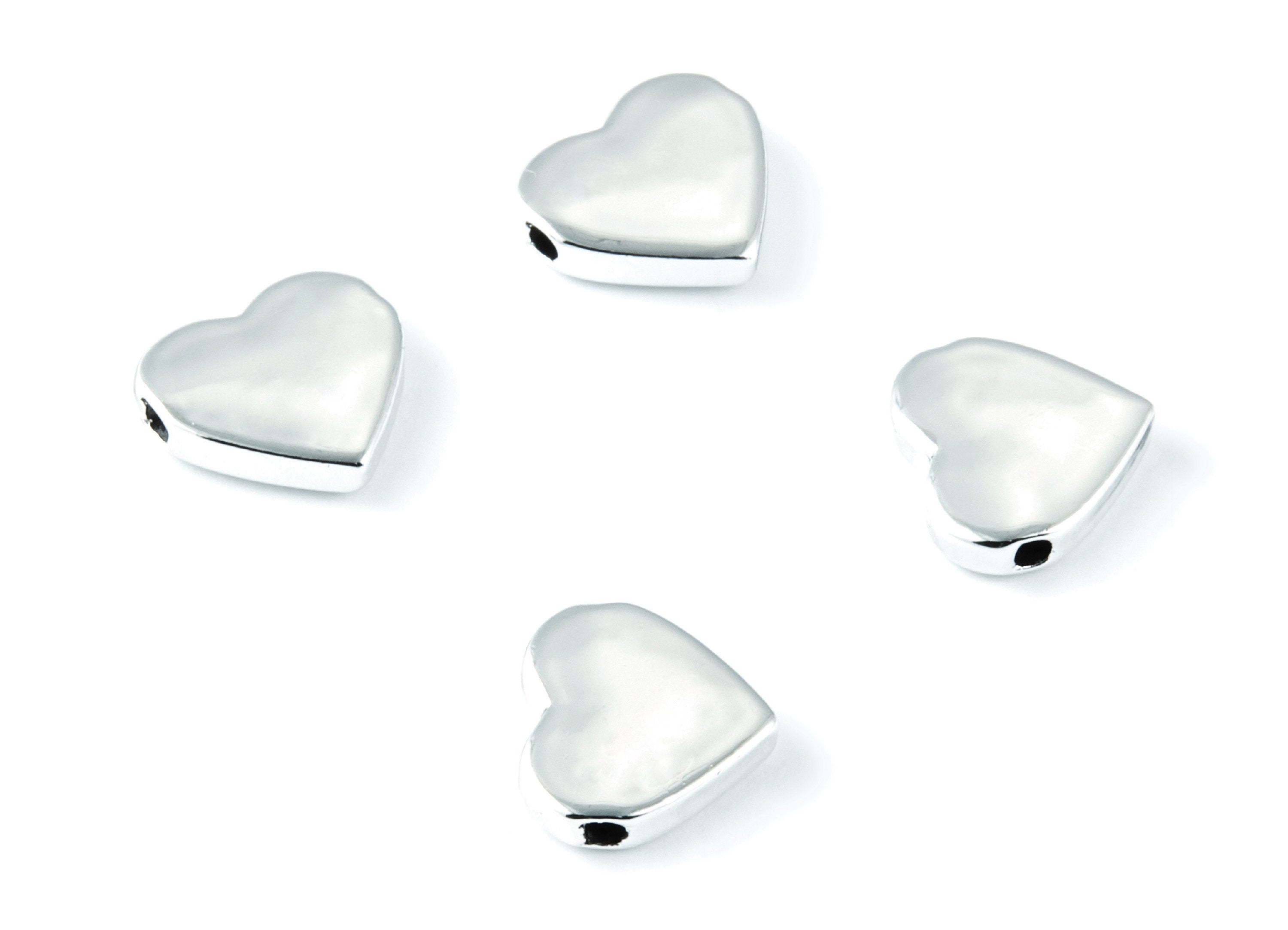 Heart Shaped Charms - Zinc Alloy Earring Finding - Nickel / Silver Tone - Alloy Pendant for Necklace - 14,4x13,23x3,43mm - ZZ1196S - DOMEDBAZAAR