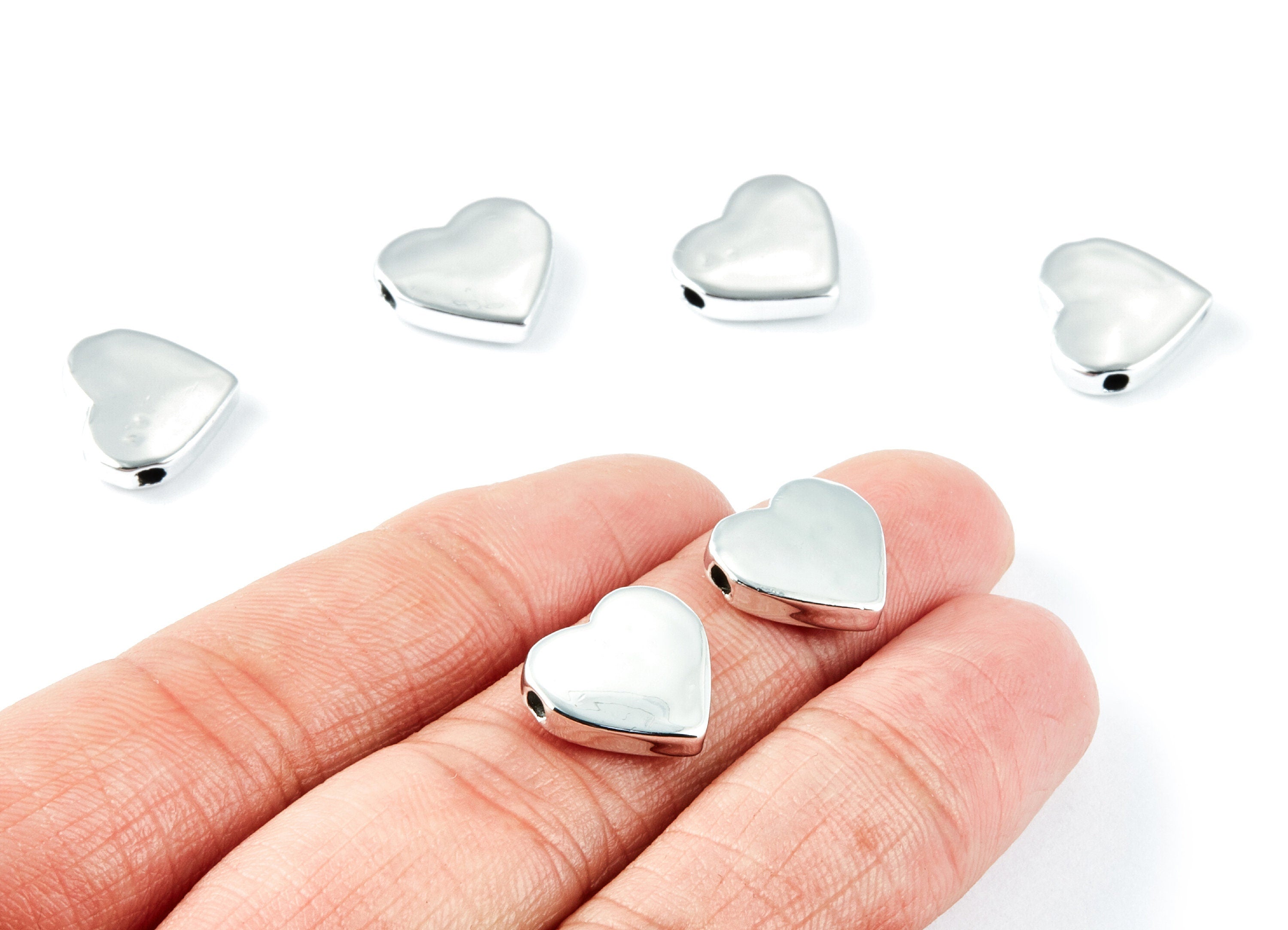 Heart Shaped Charms - Zinc Alloy Earring Finding - Nickel / Silver Tone - Alloy Pendant for Necklace - 14,4x13,23x3,43mm - ZZ1196S - DOMEDBAZAAR