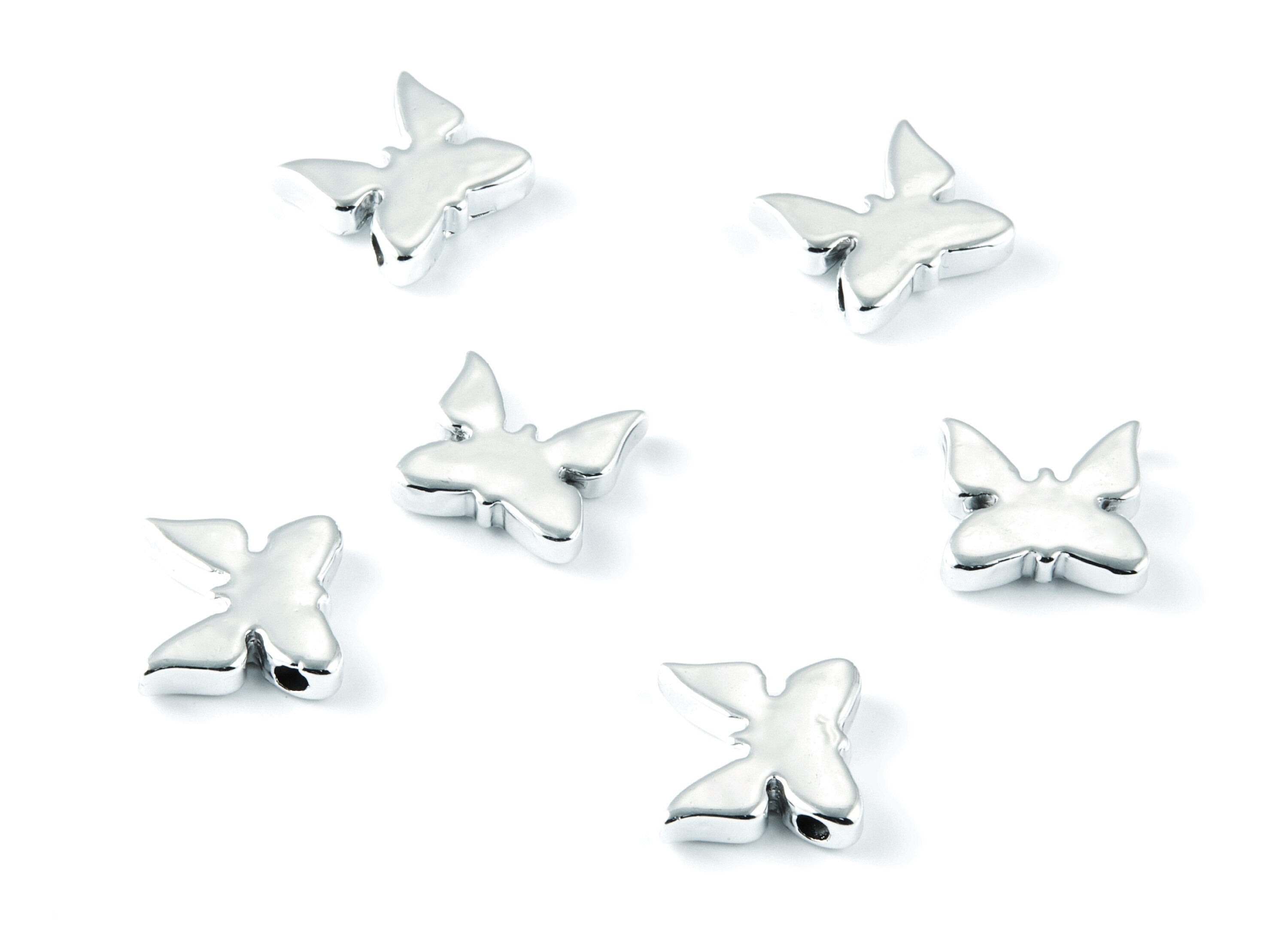Butterfly Shaped Charms - Zinc Alloy Earring Finding - Nickel / Silver Tone - Alloy Pendant for Necklace - 13,63x13,4x3,4mm - ZZ1197S - DOMEDBAZAAR