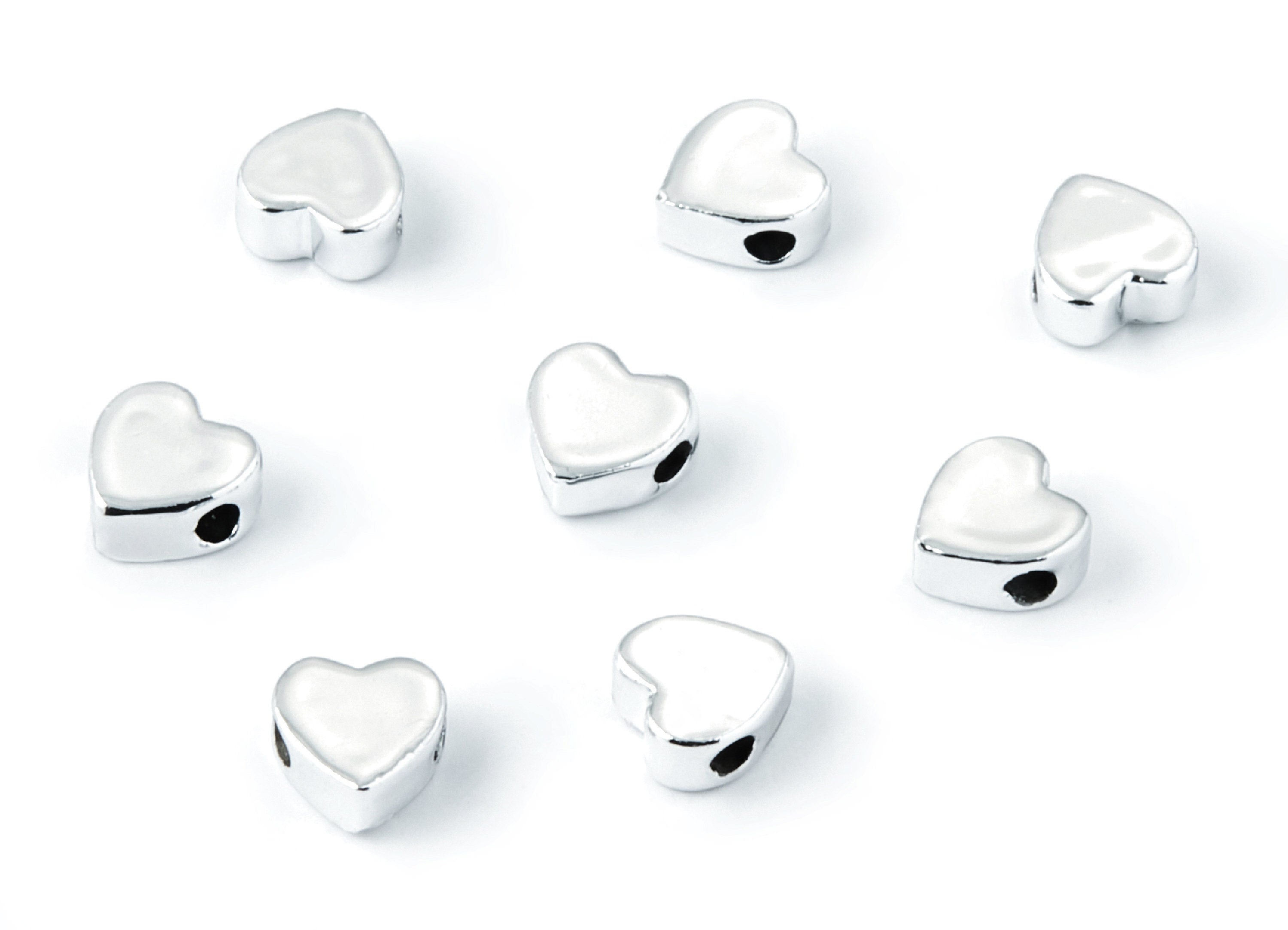 Heart Shaped Charms - Zinc Alloy Earring Finding - Nickel / Silver Tone - Alloy Pendant for Necklace - 7,1x3,3mm - ZZ1186S - DOMEDBAZAAR
