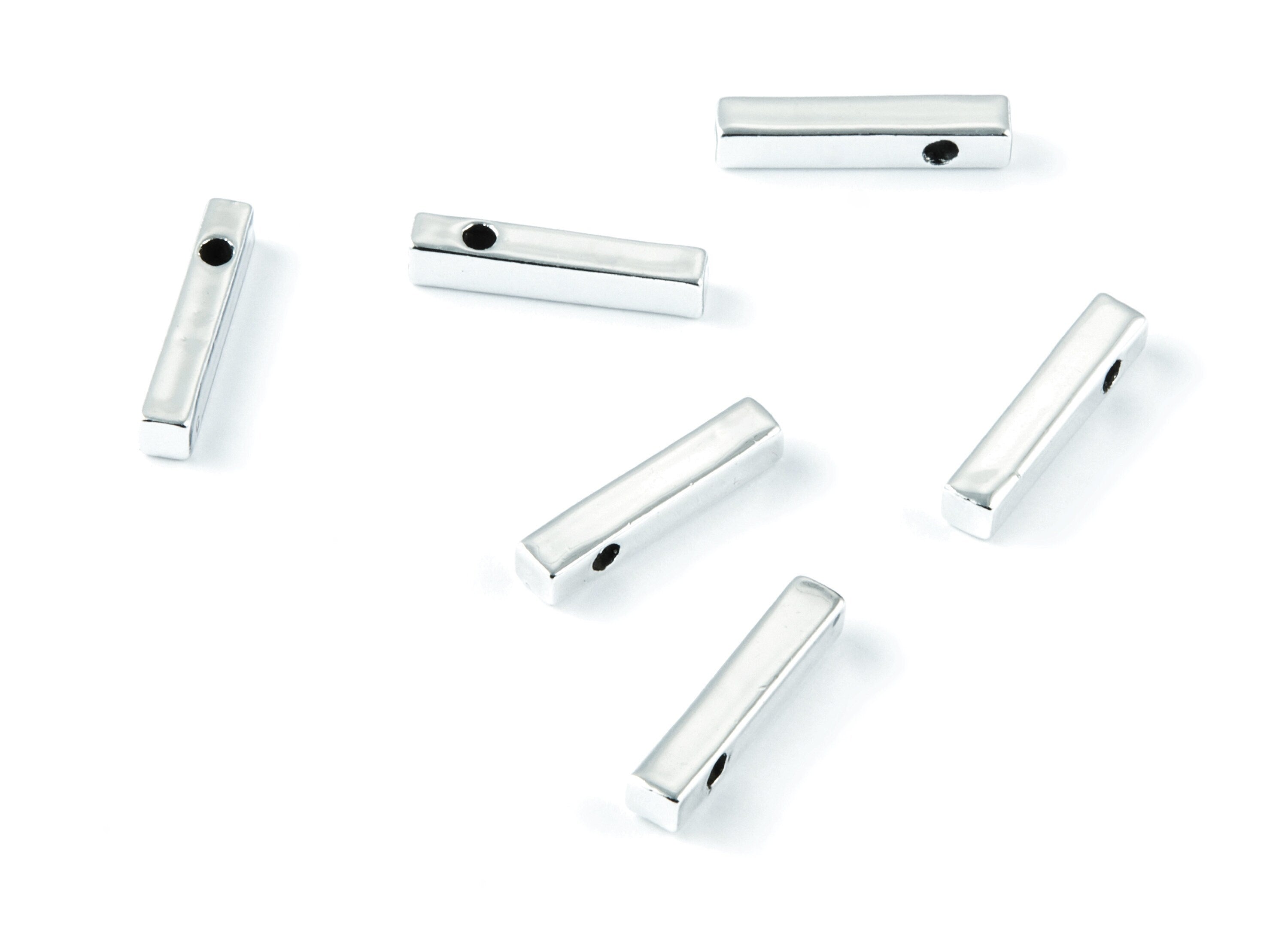 Rectangle Bar Shaped Charms - Zinc Alloy Earring Finding - Nickel / Silver Tone - Alloy Pendant for Necklace - 19,42x3,84x3,67mm - ZZ1198S - DOMEDBAZAAR