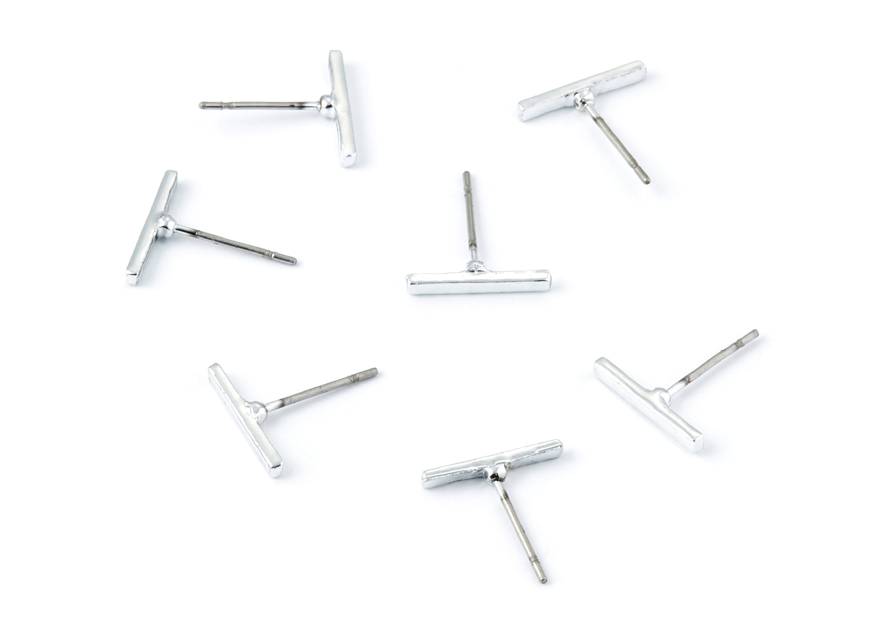 Rectangle Bar Stud - Zinc Alloy Bar Stud - Silver Tone plated - Stainless Steel Stud - Ear Studs - 12,26x12,8x1,9mm - ZZ1189S - DOMEDBAZAAR