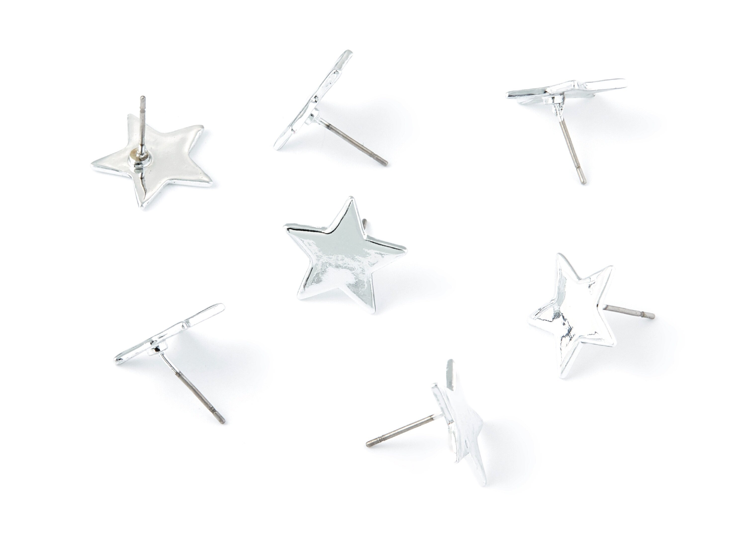 Star Earring Stud - Zinc Alloy Stud - Silver Tone plated - Stainless Steel Stud - Ear Studs - 13,66x14,66x1,35mm - ZZ1190S - DOMEDBAZAAR