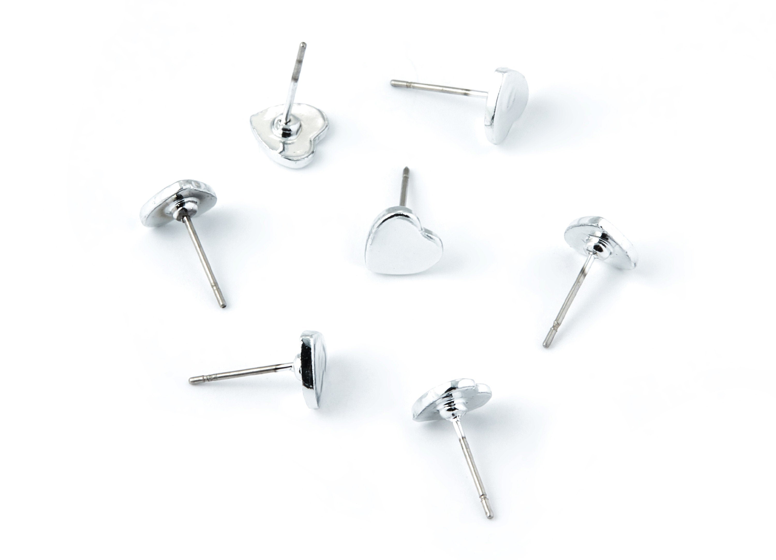 Heart Earring Stud - Zinc Alloy Stud - Silver Tone plated - Stainless Steel Stud - Ear Studs - 13,24x7,8x1,46mm - ZZ1195S - DOMEDBAZAAR