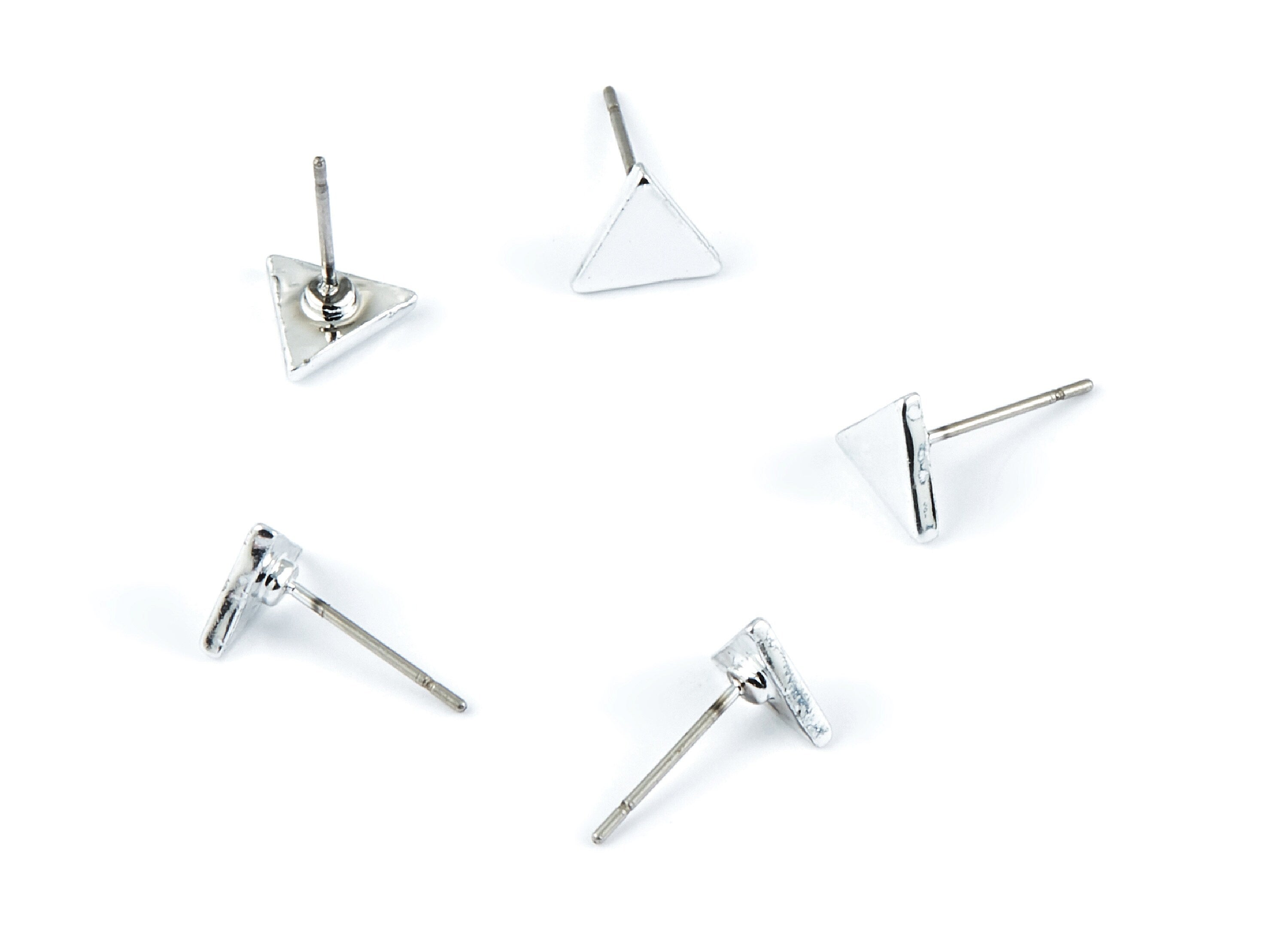 Triangle Earring Stud - Zinc Alloy Stud - Silver Tone plated - Stainless Steel Stud - Ear Studs - 13,7x7,05x1,55mm - ZZ1193S - DOMEDBAZAAR