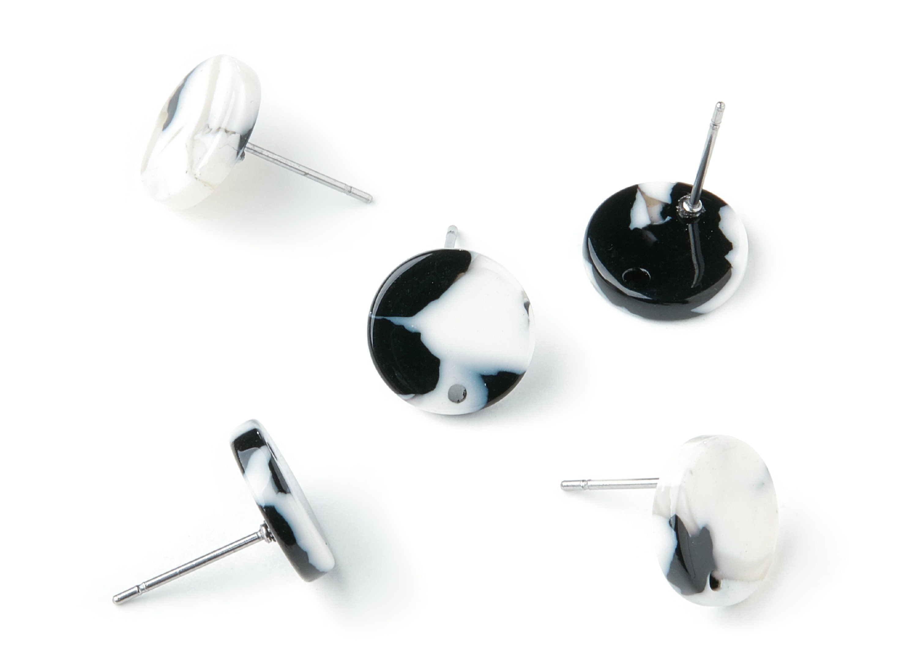 Acetate Round Earring Stud - Round Earring Post and Stud - Earring Findings - Color Code: A17 - 11.7x11.7x2.6mm - AC1139K - DOMEDBAZAAR