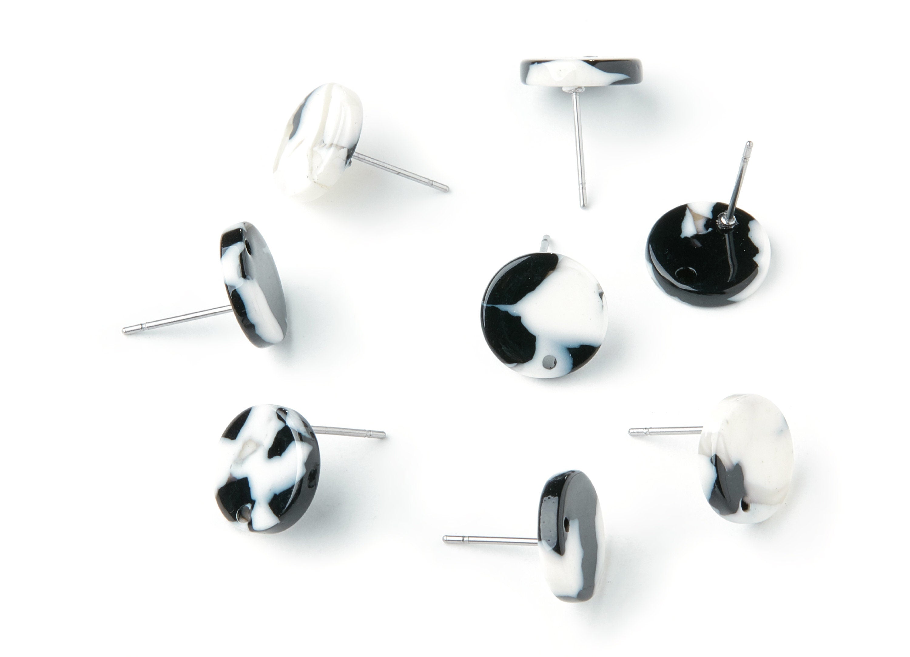 Acetate Round Earring Stud - Round Earring Post and Stud - Earring Findings - Color Code: A17 - 11.7x11.7x2.6mm - AC1139K - DOMEDBAZAAR