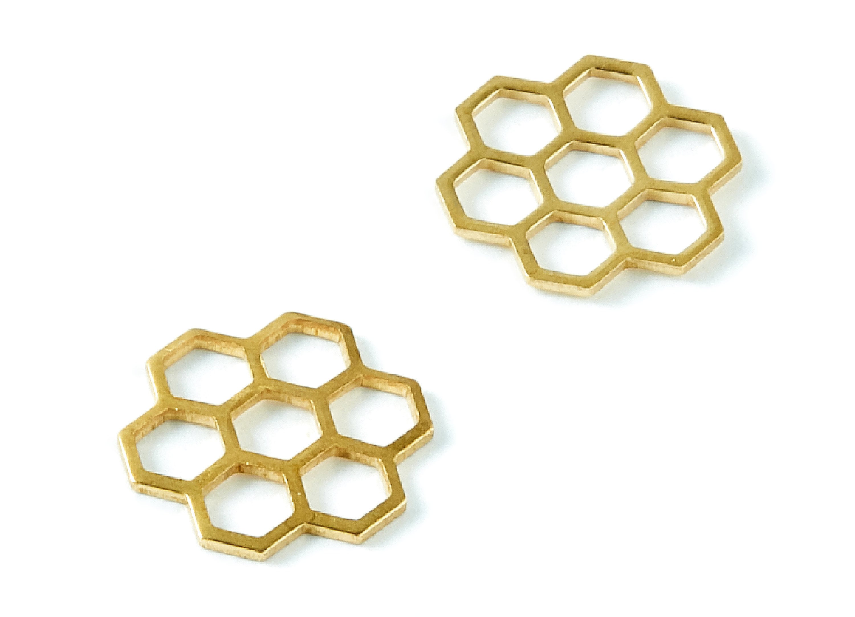 Brass Honeycomb Charms - Raw Brass Honeycomb Hexagon Charms - Jewelry Supplies - 14,45x13,82x1,02mm - PP1440 - DOMEDBAZAAR