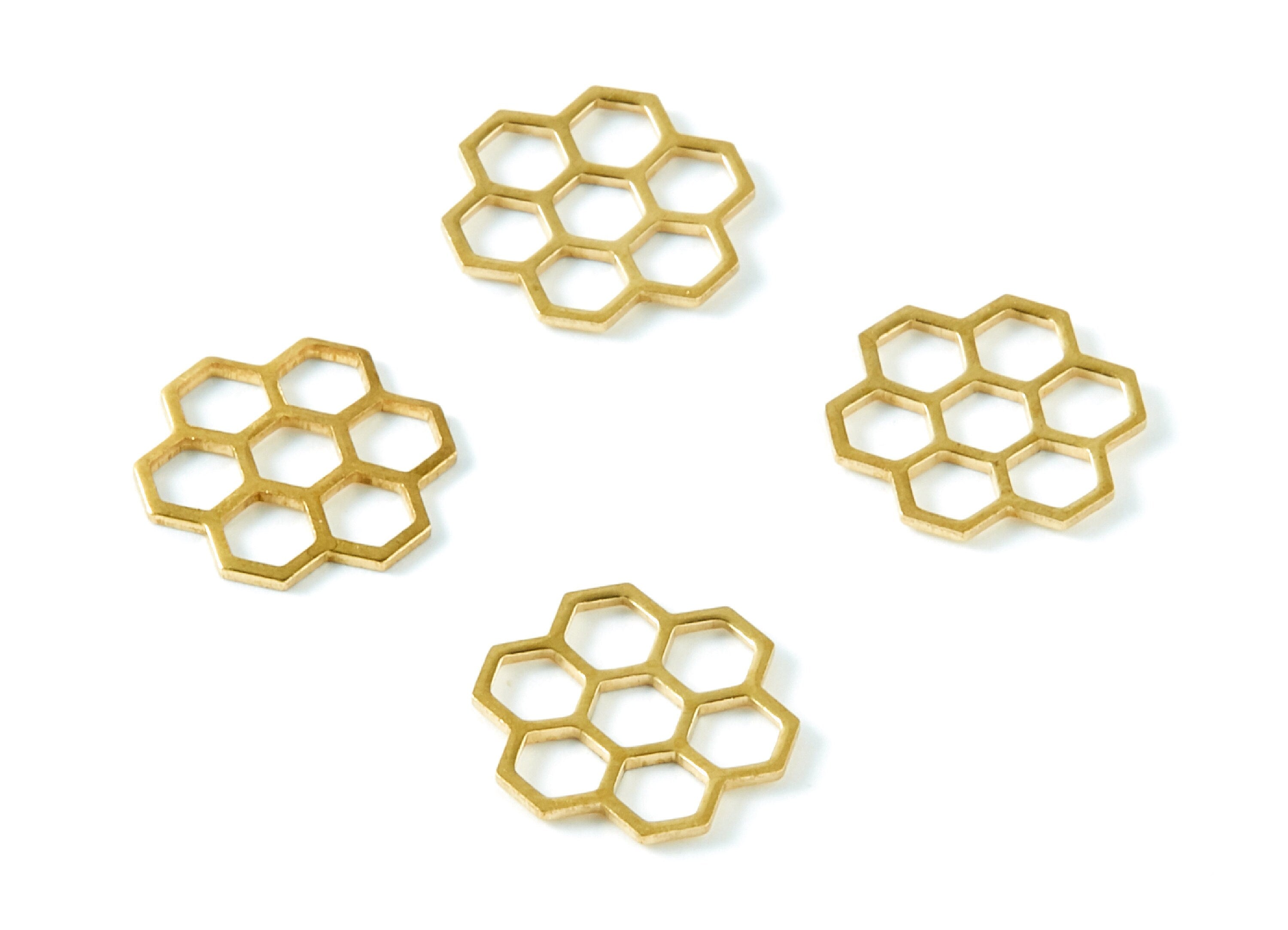 Brass Honeycomb Charms - Raw Brass Honeycomb Hexagon Charms - Jewelry Supplies - 14,45x13,82x1,02mm - PP1440 - DOMEDBAZAAR
