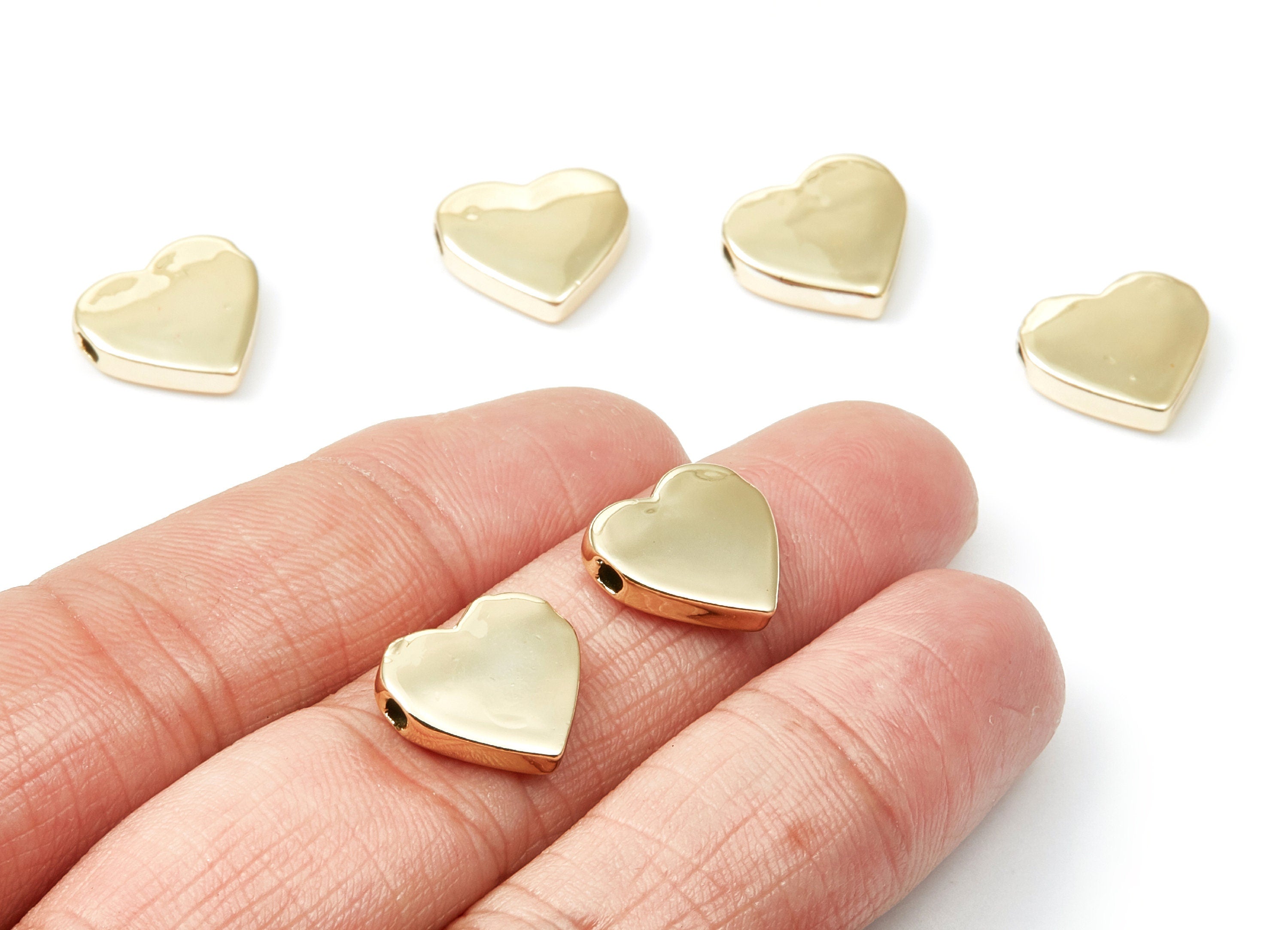 Heart Shaped Charms - Zinc Alloy Earring Finding - Gold Tone - Alloy Pendant for Necklace - 14,4x13,23x3,43mm - ZZ1196G - DOMEDBAZAAR