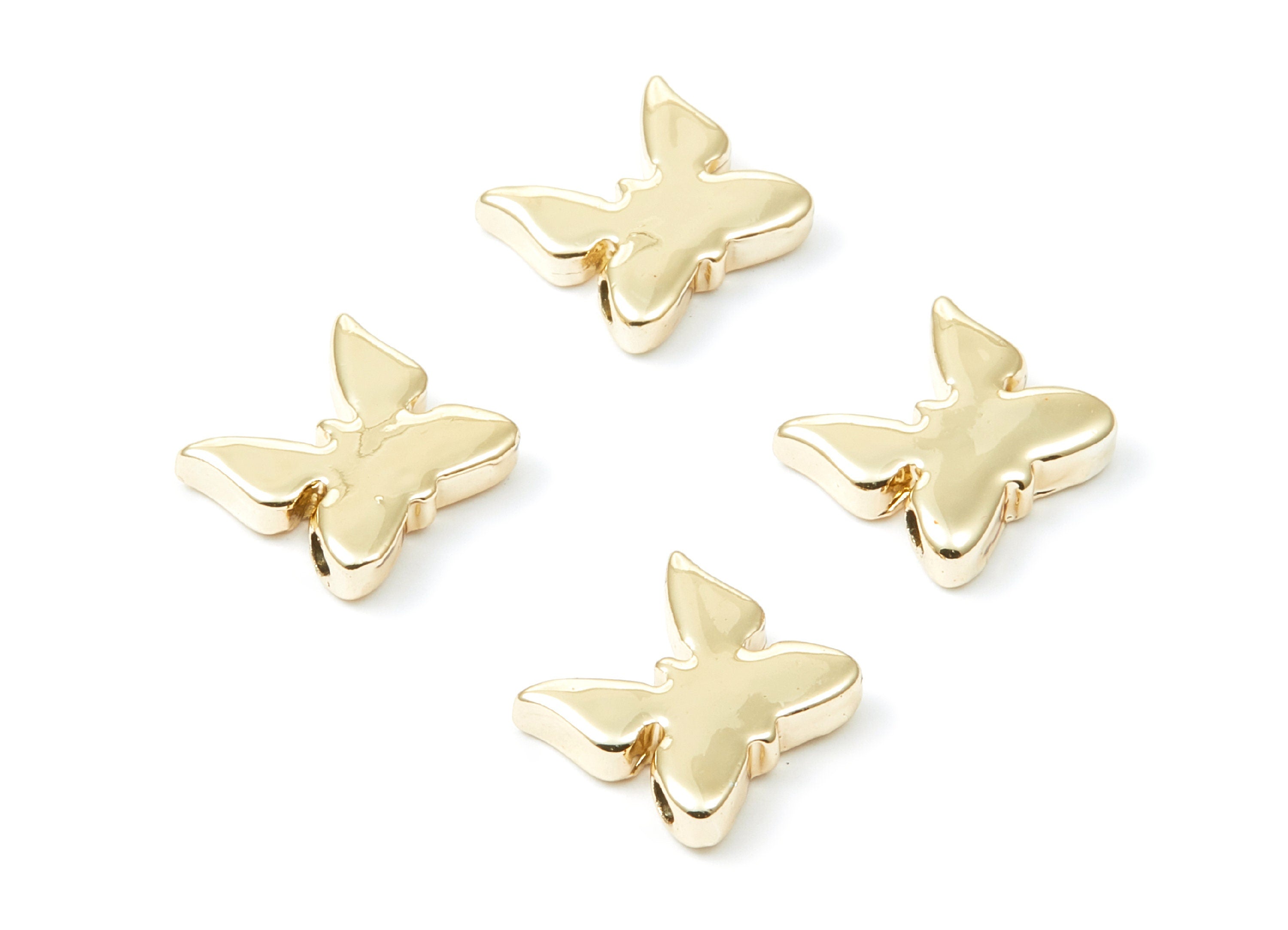 Butterfly Shaped Charms - Zinc Alloy Earring Finding - Gold Tone - Alloy Pendant for Necklace - 13,63x13,4x3,4mm - ZZ1197G - DOMEDBAZAAR