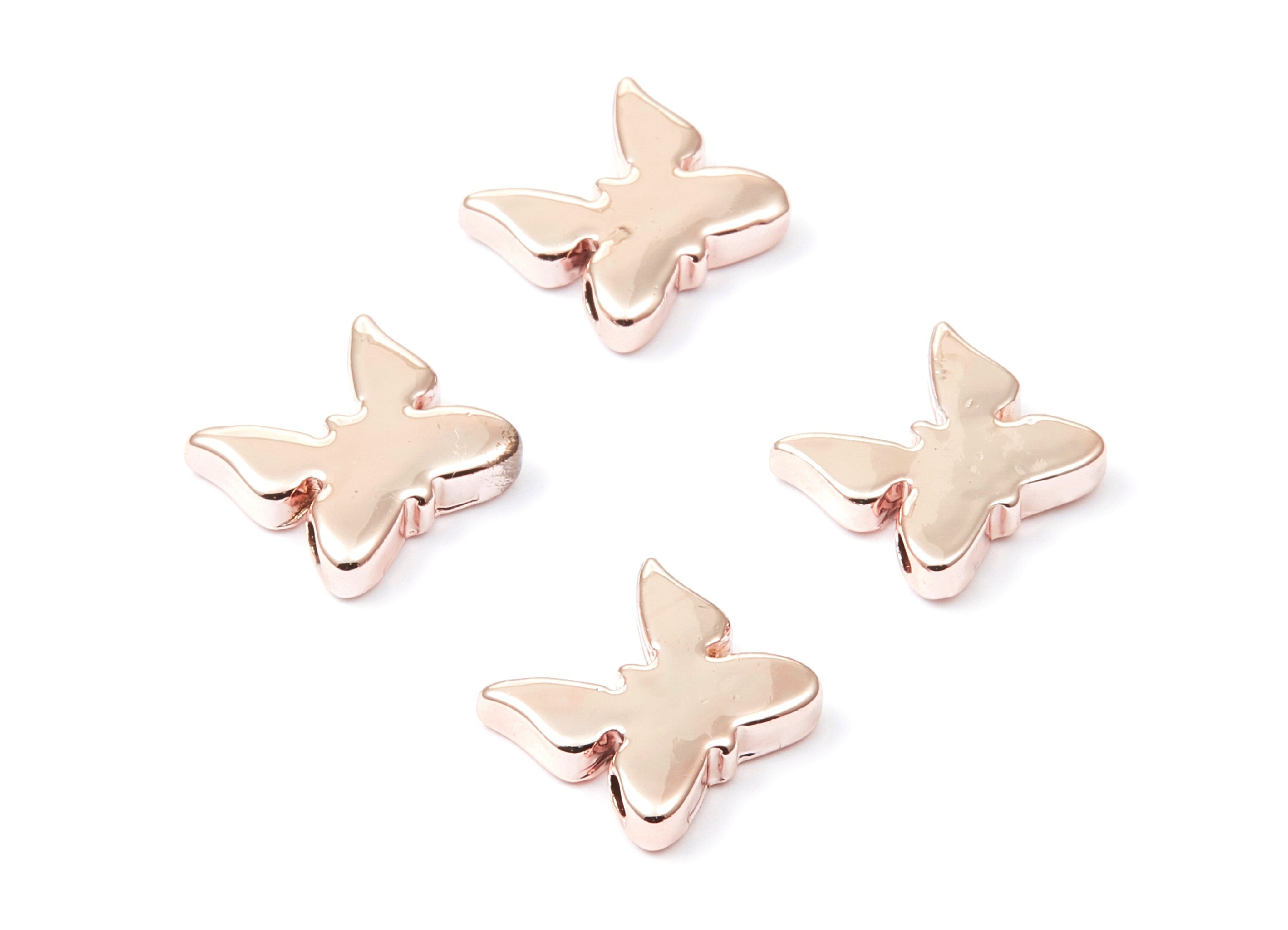 Butterfly Shaped Charms - Zinc Alloy Earring Finding - Rose Tone - Alloy Pendant for Necklace - 13,63x13,4x3,4mm - ZZ1197R - DOMEDBAZAAR