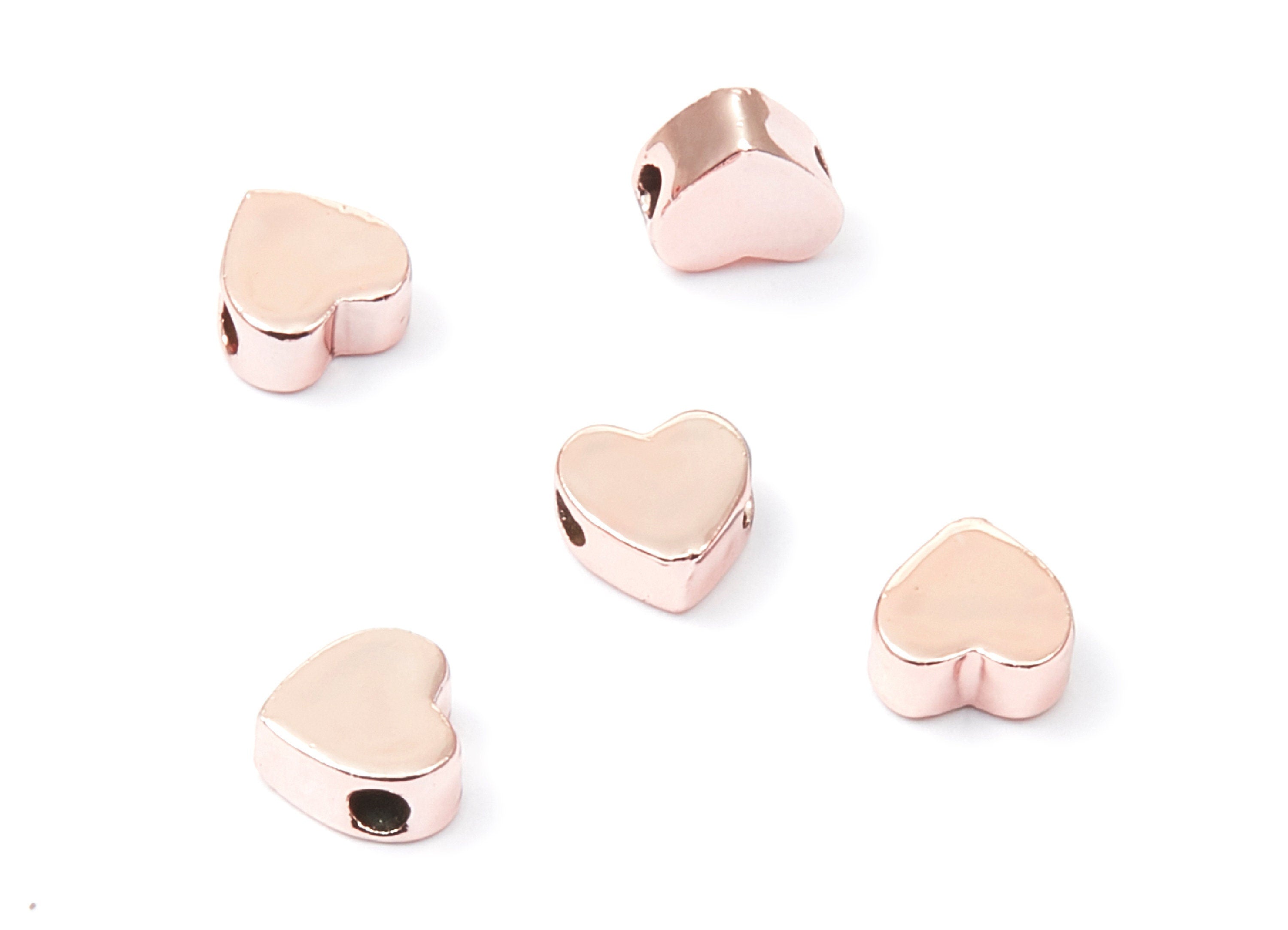 Heart Shaped Charms - Zinc Alloy Earring Finding - Rose Tone - Alloy Pendant for Necklace - 7,1x3,3mm - ZZ1186R - DOMEDBAZAAR