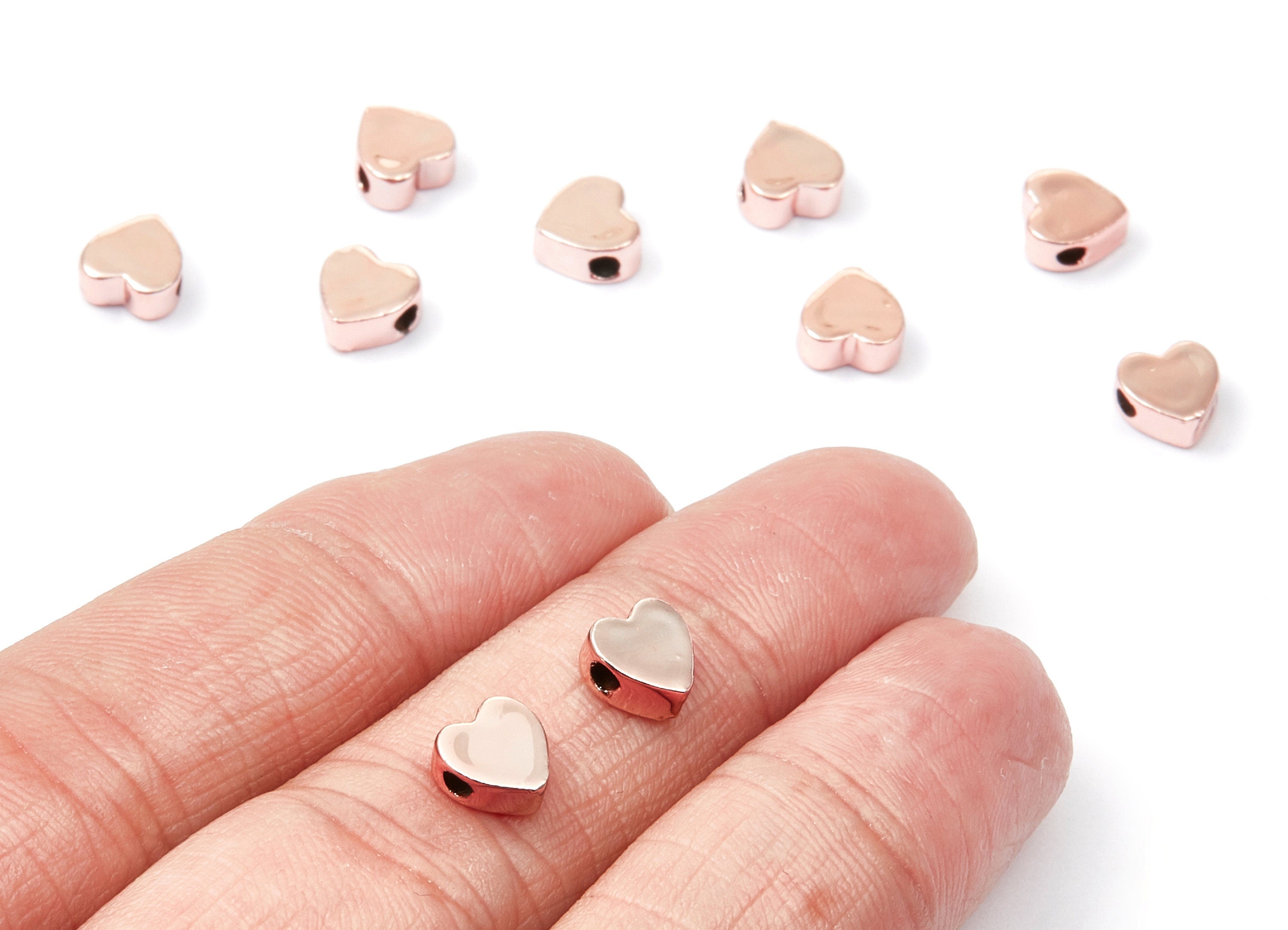 Heart Shaped Charms - Zinc Alloy Earring Finding - Rose Tone - Alloy Pendant for Necklace - 7,1x3,3mm - ZZ1186R - DOMEDBAZAAR