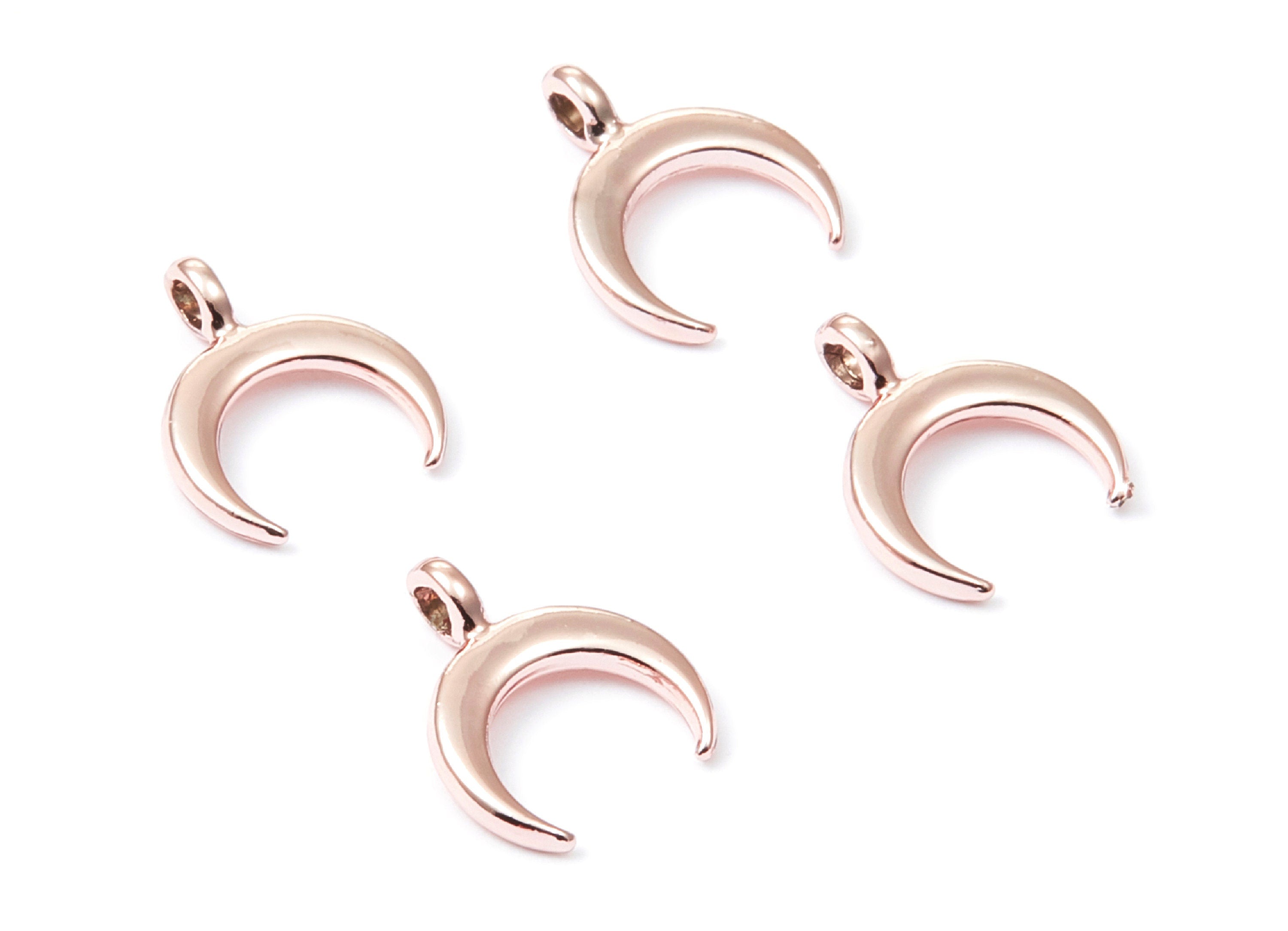 Moon Shaped Charms - Zinc Alloy Earring Finding - Rose Tone - Alloy Pendant for Necklace - 14x11,65x1,77mm - ZZ1187R - DOMEDBAZAAR