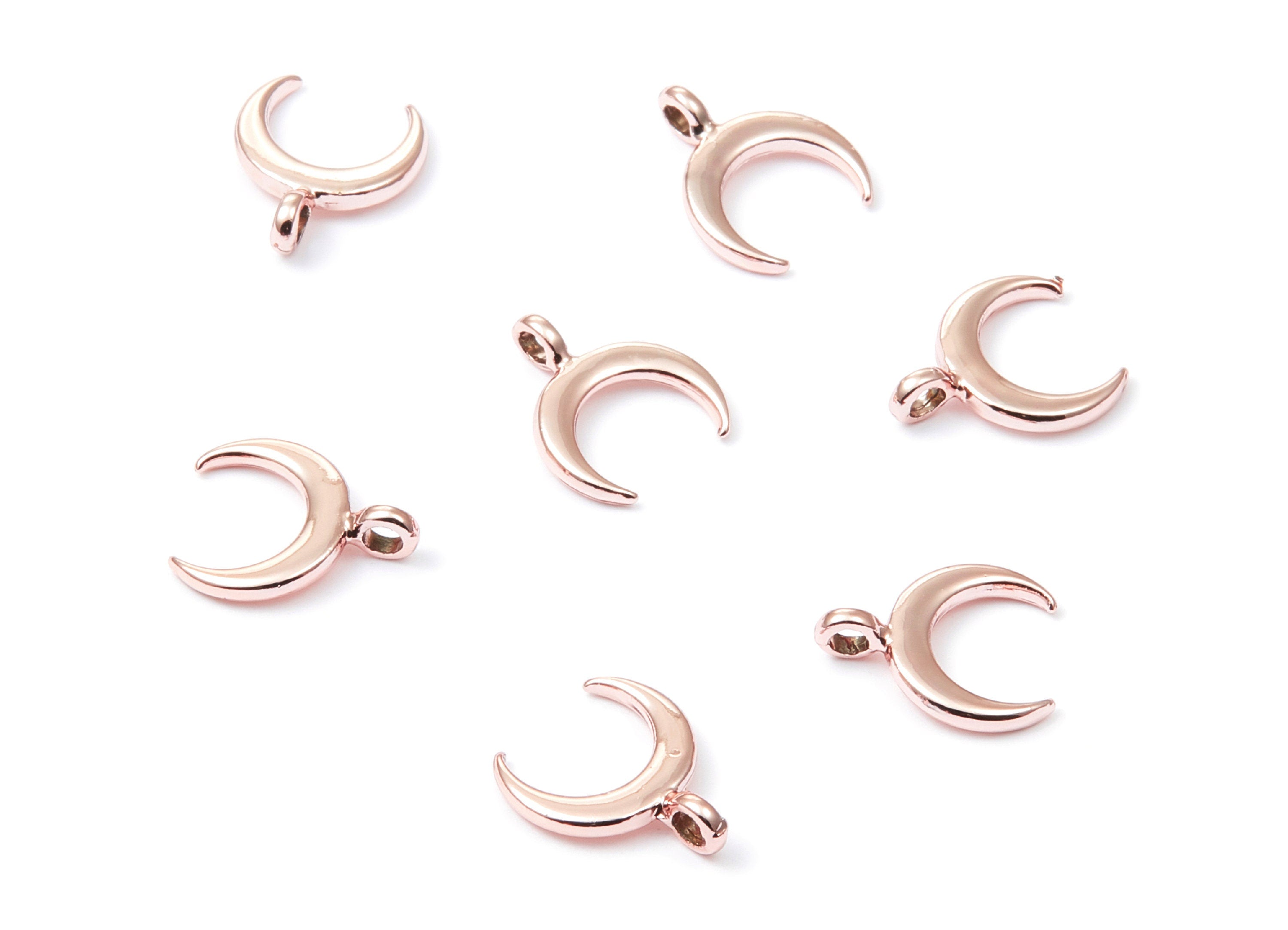 Moon Shaped Charms - Zinc Alloy Earring Finding - Rose Tone - Alloy Pendant for Necklace - 14x11,65x1,77mm - ZZ1187R - DOMEDBAZAAR
