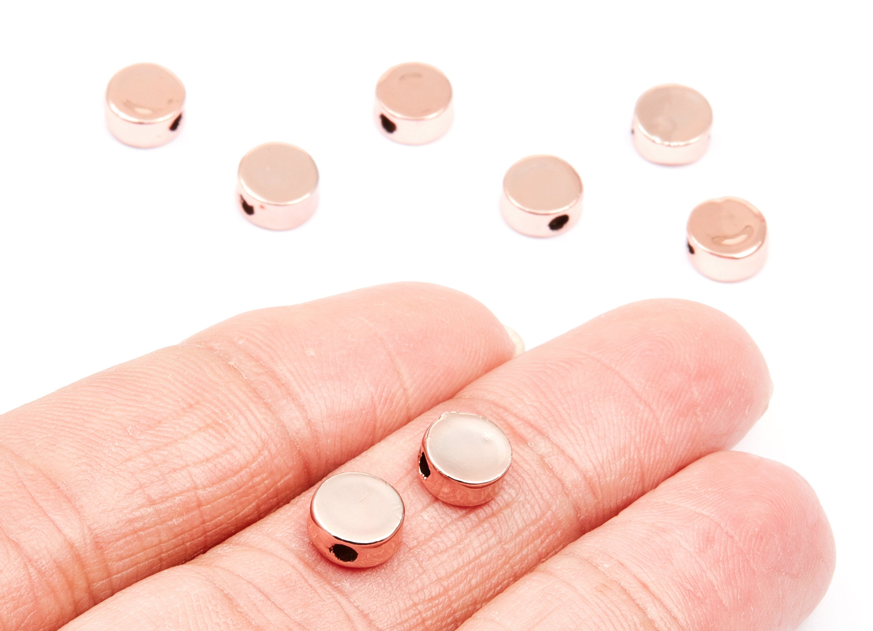 Round Shaped Charms - Zinc Alloy Earring Finding - Rose Tone - Alloy Pendant for Necklace - 7,09mm x 3,42mm - ZZ1184R - DOMEDBAZAAR
