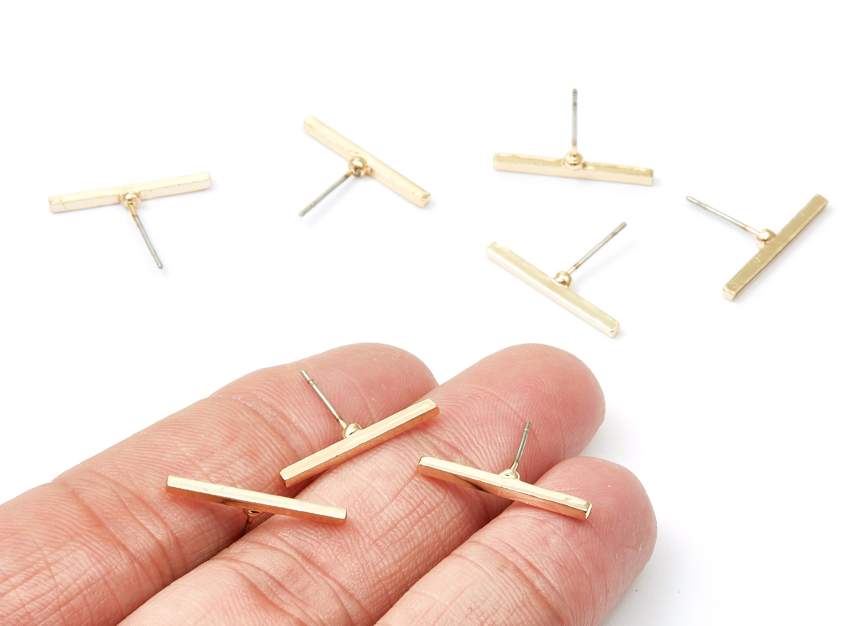 Rectangle Bar Stud - Zinc Alloy Bar Stud - Gold Tone plated - Stainless Steel Stud - Ear Studs - 14,33x19,88x1,73mm - ZZ1188G - DOMEDBAZAAR