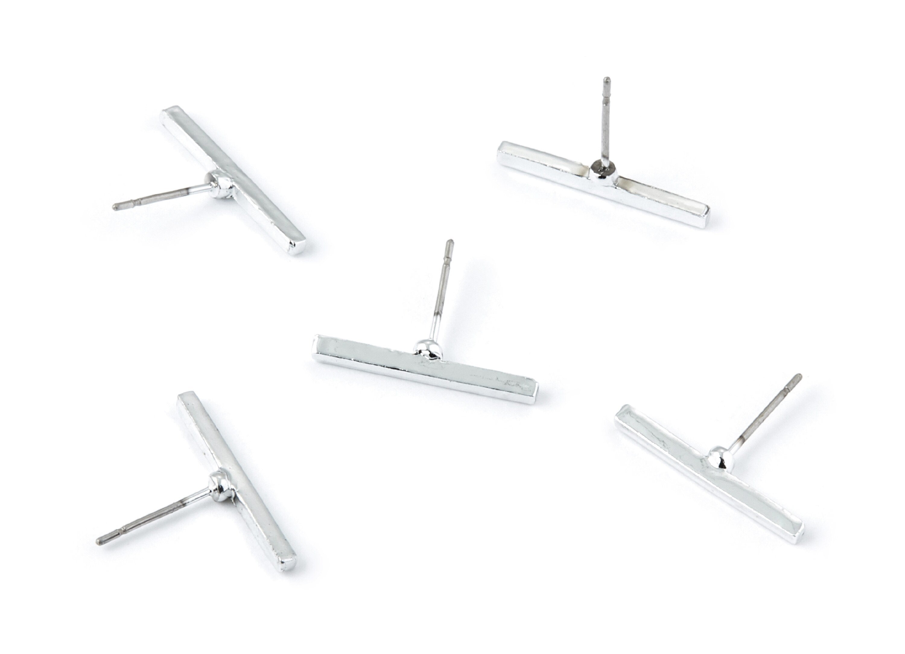 Rectangle Bar Stud - Zinc Alloy Bar Stud - Silver plated - Stainless Steel Stud - Ear Studs - 14,33x19,88x1,73mm - ZZ1188S - DOMEDBAZAAR