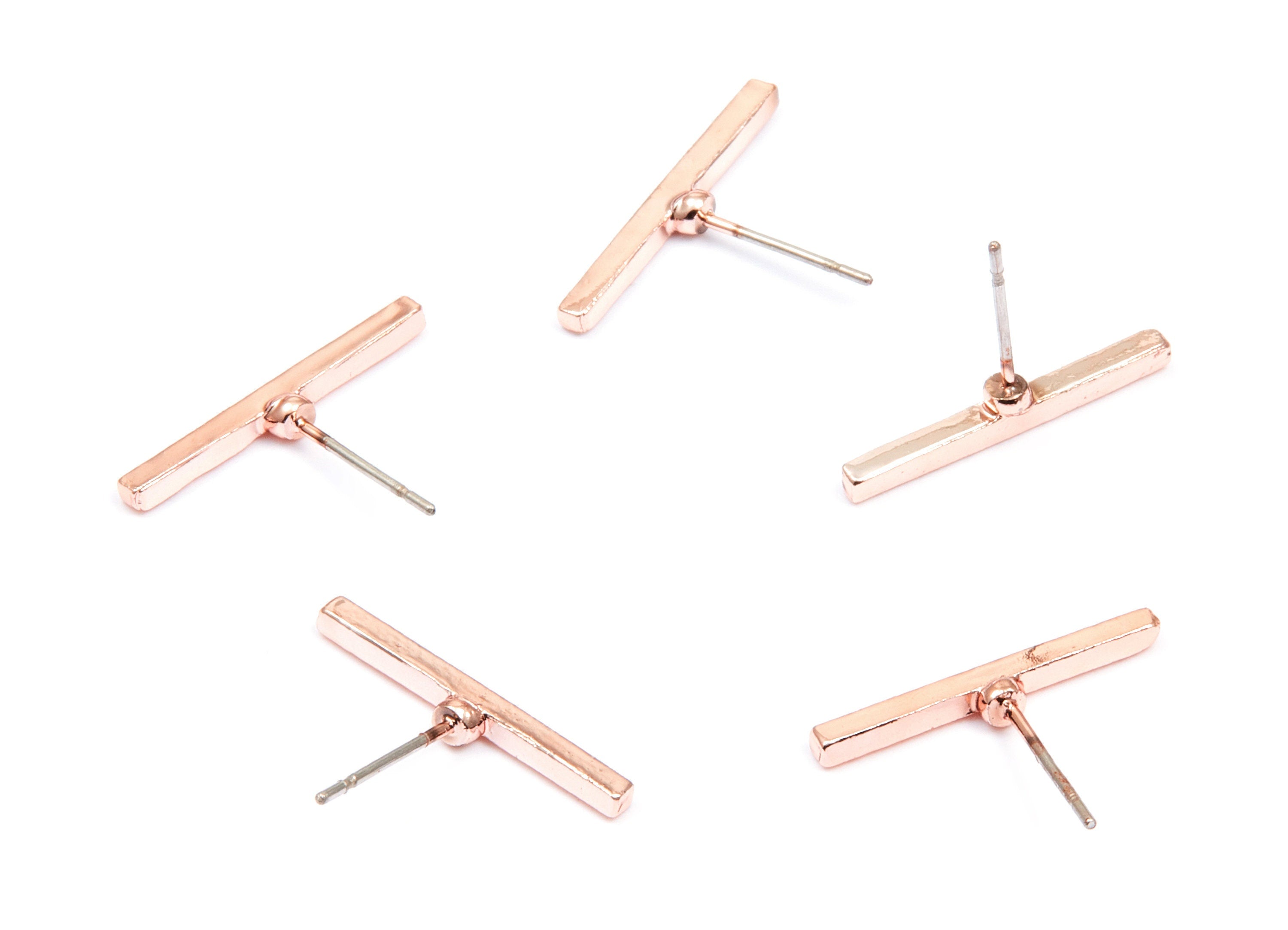 Rectangle Bar Stud - Zinc Alloy Bar Stud - Rose Tone plated - Stainless Steel Stud - Ear Studs - 14,33x19,88x1,73mm - ZZ1188R - DOMEDBAZAAR