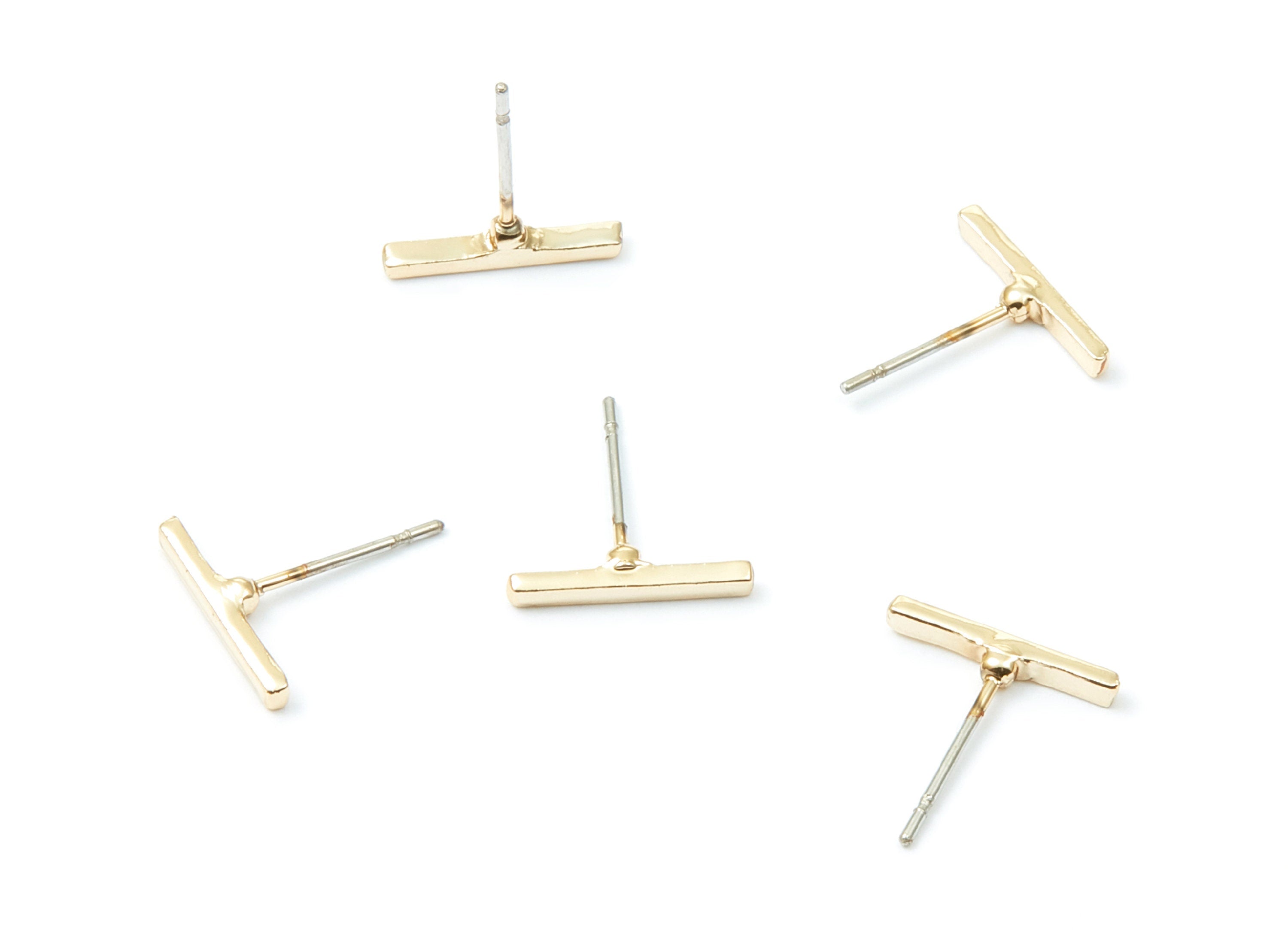 Rectangle Bar Stud - Zinc Alloy Bar Stud - Gold Tone plated - Stainless Steel Stud - Ear Studs - 12,26x12,8x1,9mm - ZZ1189G - DOMEDBAZAAR