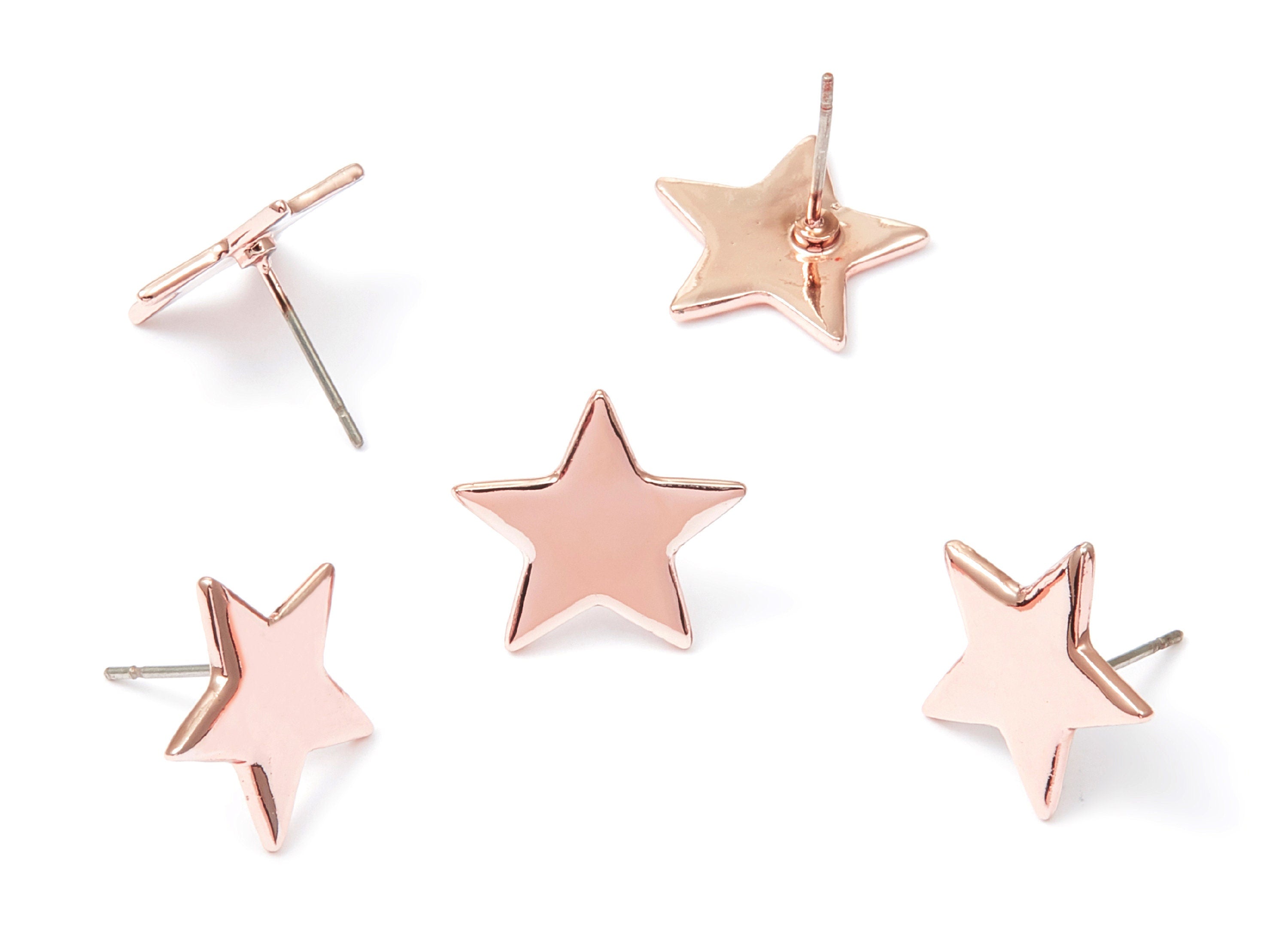 Star Earring Stud - Zinc Alloy Stud - Rose Tone plated - Stainless Steel Stud - Ear Studs - 13,66x14,66x1,35mm - ZZ1190R - DOMEDBAZAAR