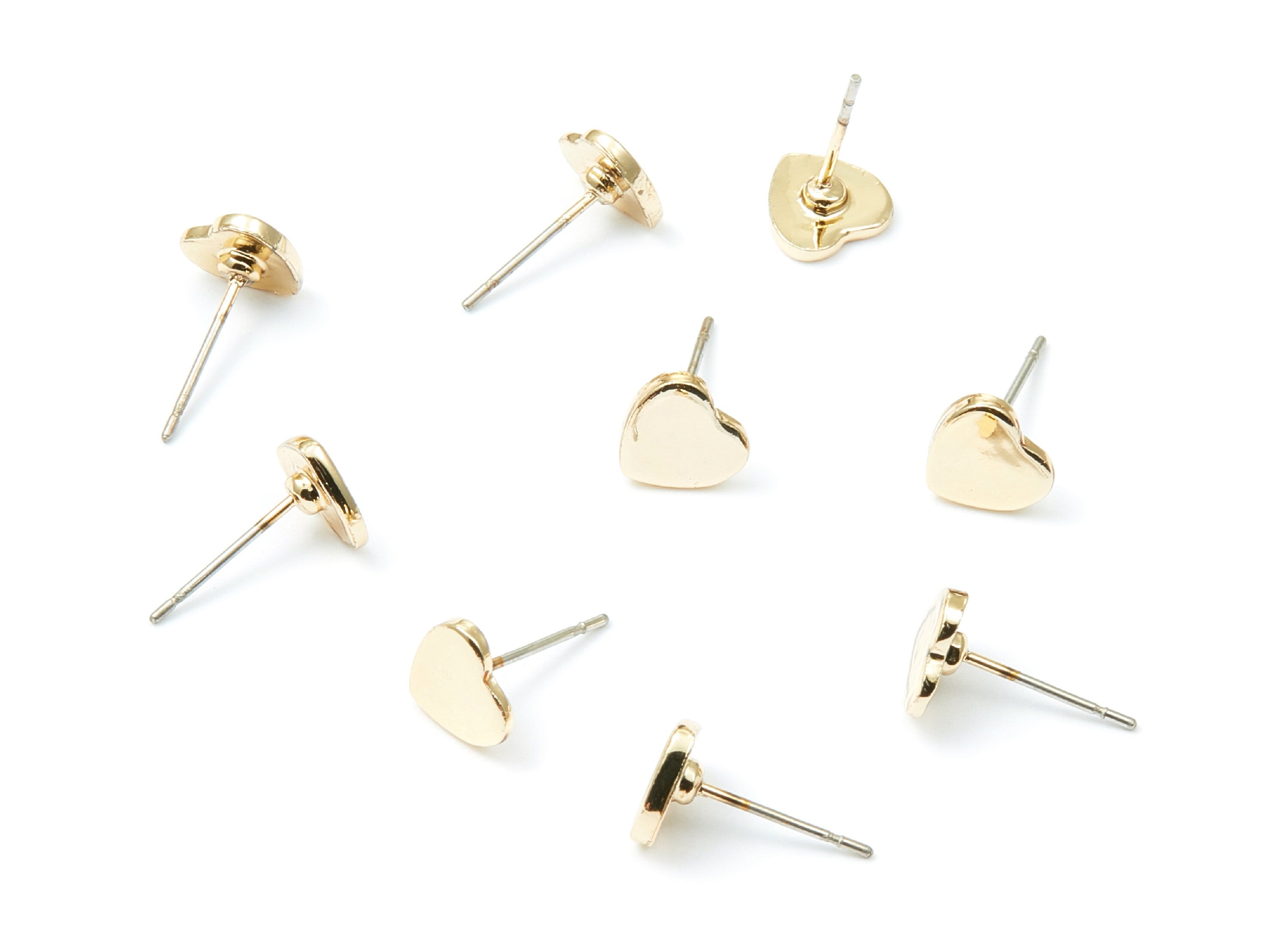 Heart Earring Stud - Zinc Alloy Stud - Gold Tone plated - Stainless Steel Stud - Ear Studs - 13,24x7,8x1,46mm - ZZ1195G - DOMEDBAZAAR