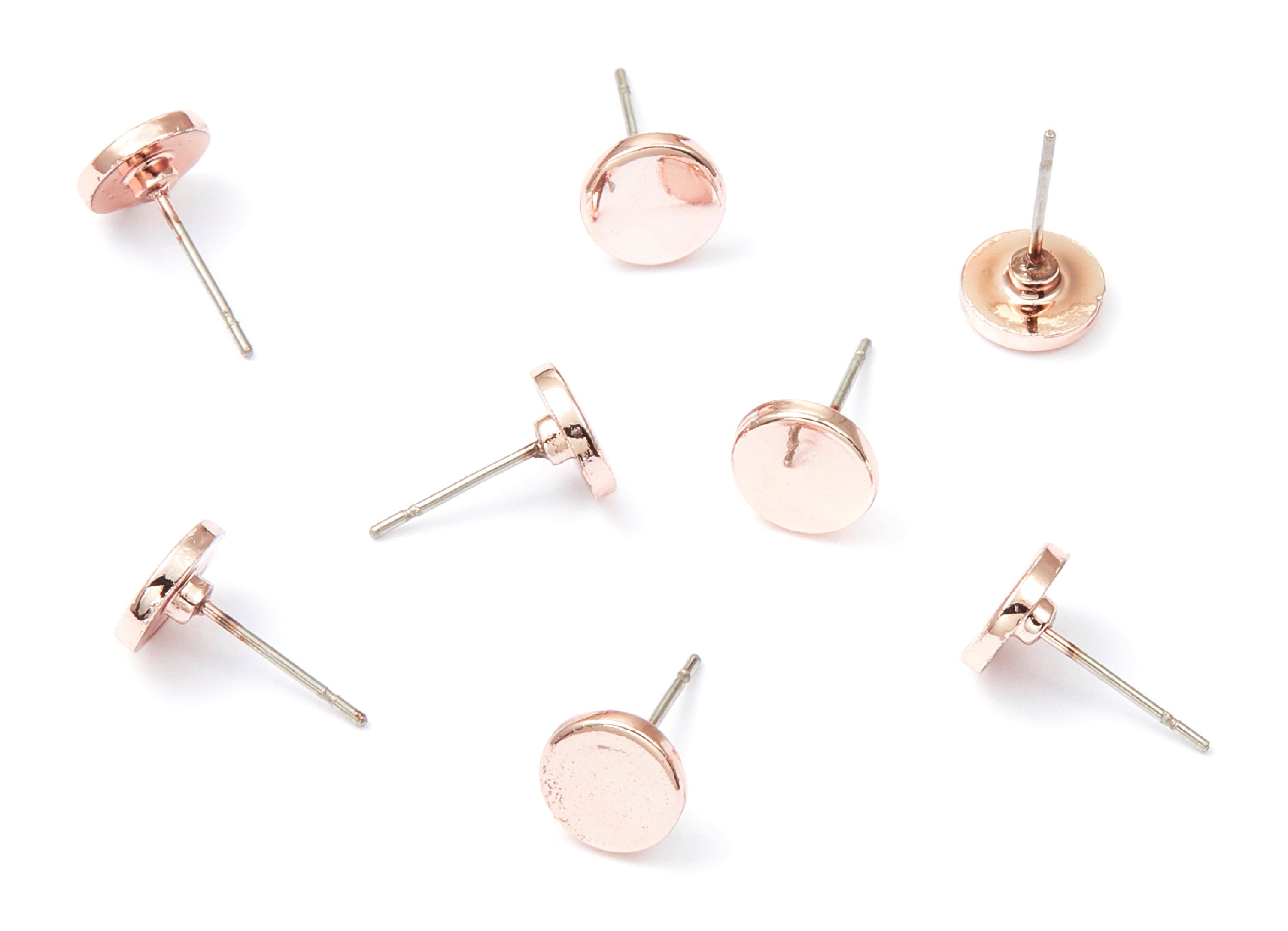 Round Stud - Zinc Alloy Bar Stud - Rose Tone plated - Stainless Steel Stud - Ear Studs - 13,94x8x1,57mm - ZZ1194R - DOMEDBAZAAR