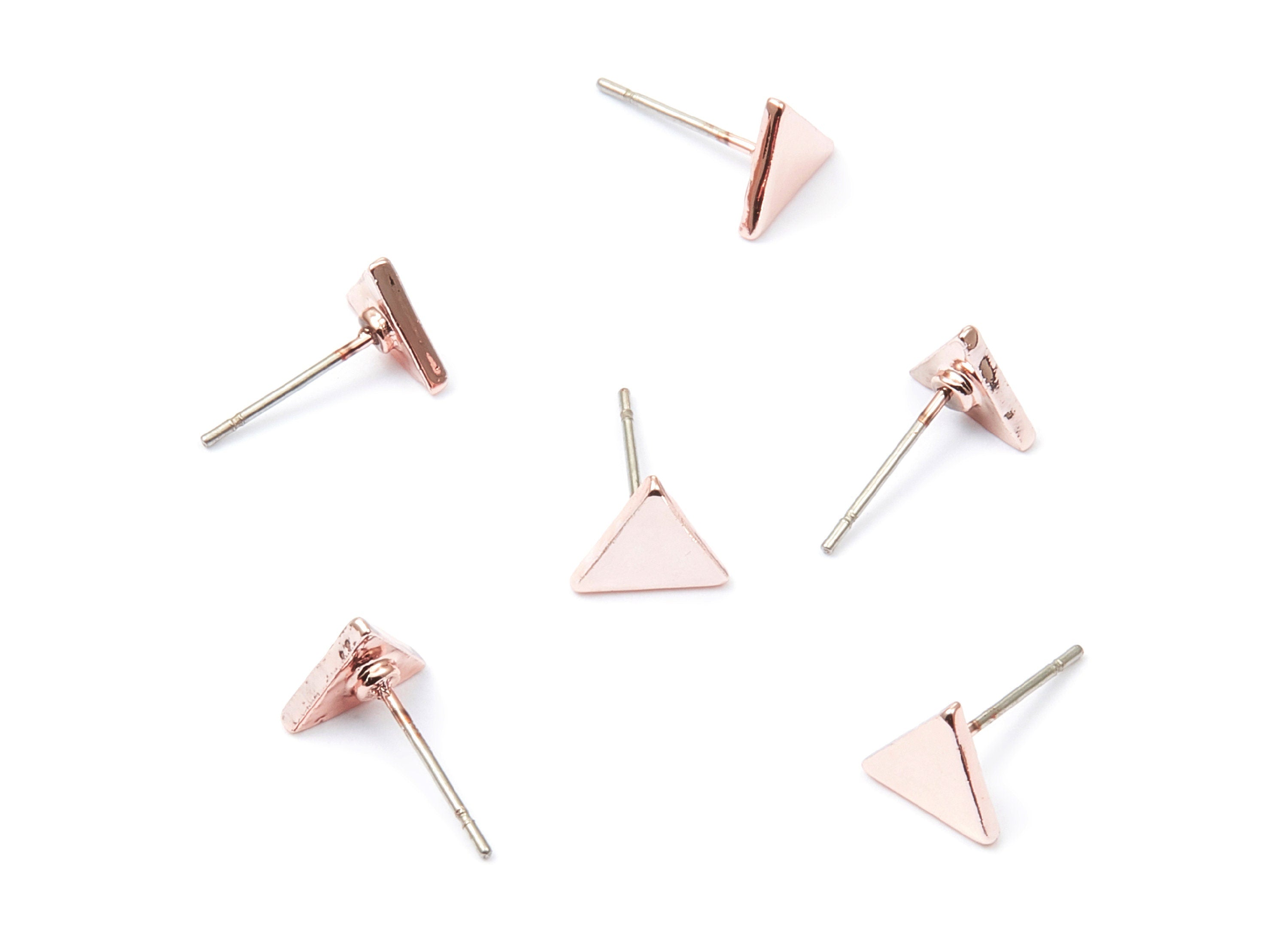 Triangle Earring Stud - Zinc Alloy Stud - Rose Tone plated - Stainless Steel Stud - Ear Studs - 13,7x7,05x1,55mm - ZZ1193R - DOMEDBAZAAR
