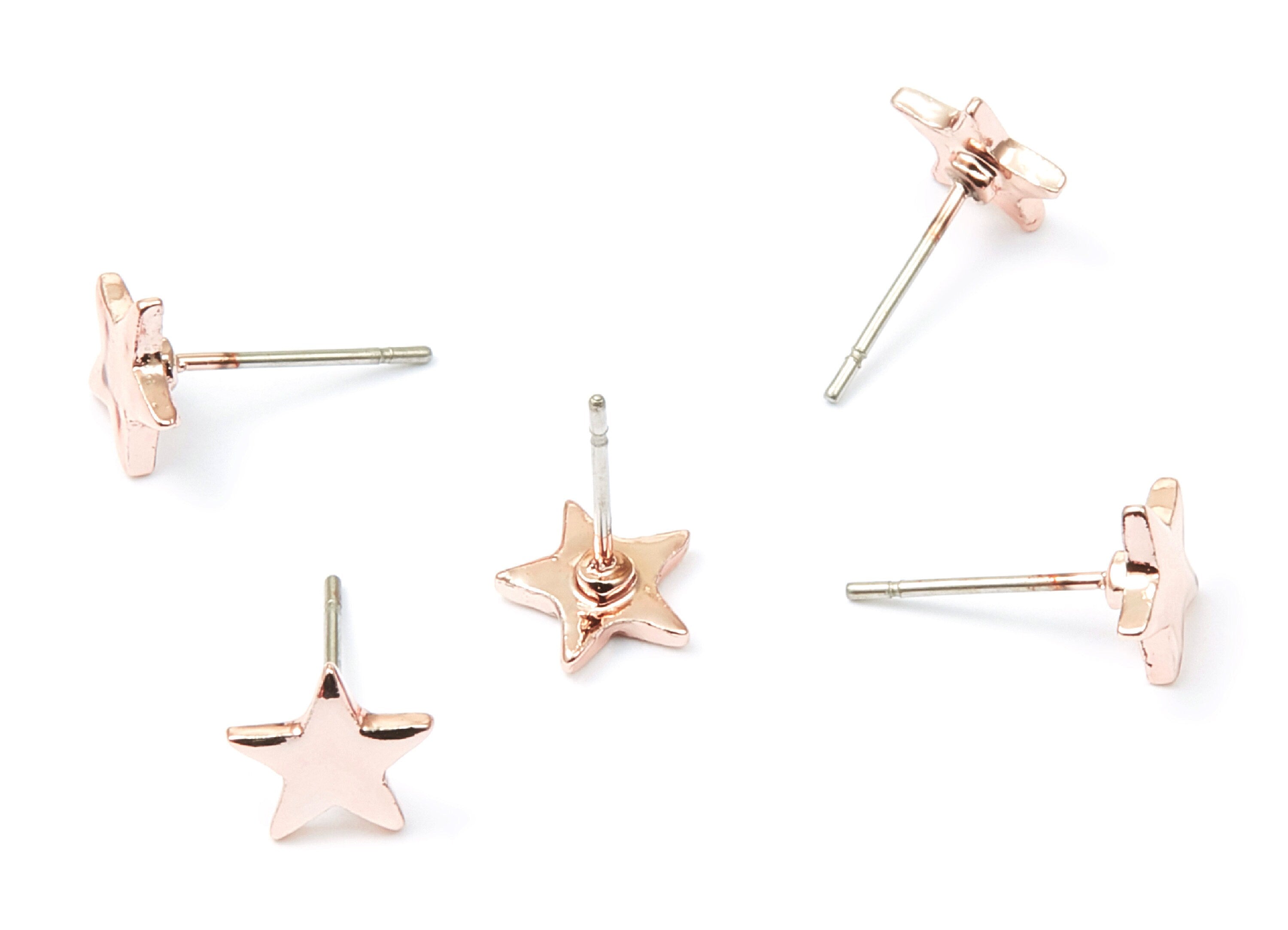 Star Earring Stud - Zinc Alloy Stud - Rose Tone plated - Stainless Steel Stud - Ear Studs - 2,63x7,82x1,25mm - ZZ1191R - DOMEDBAZAAR