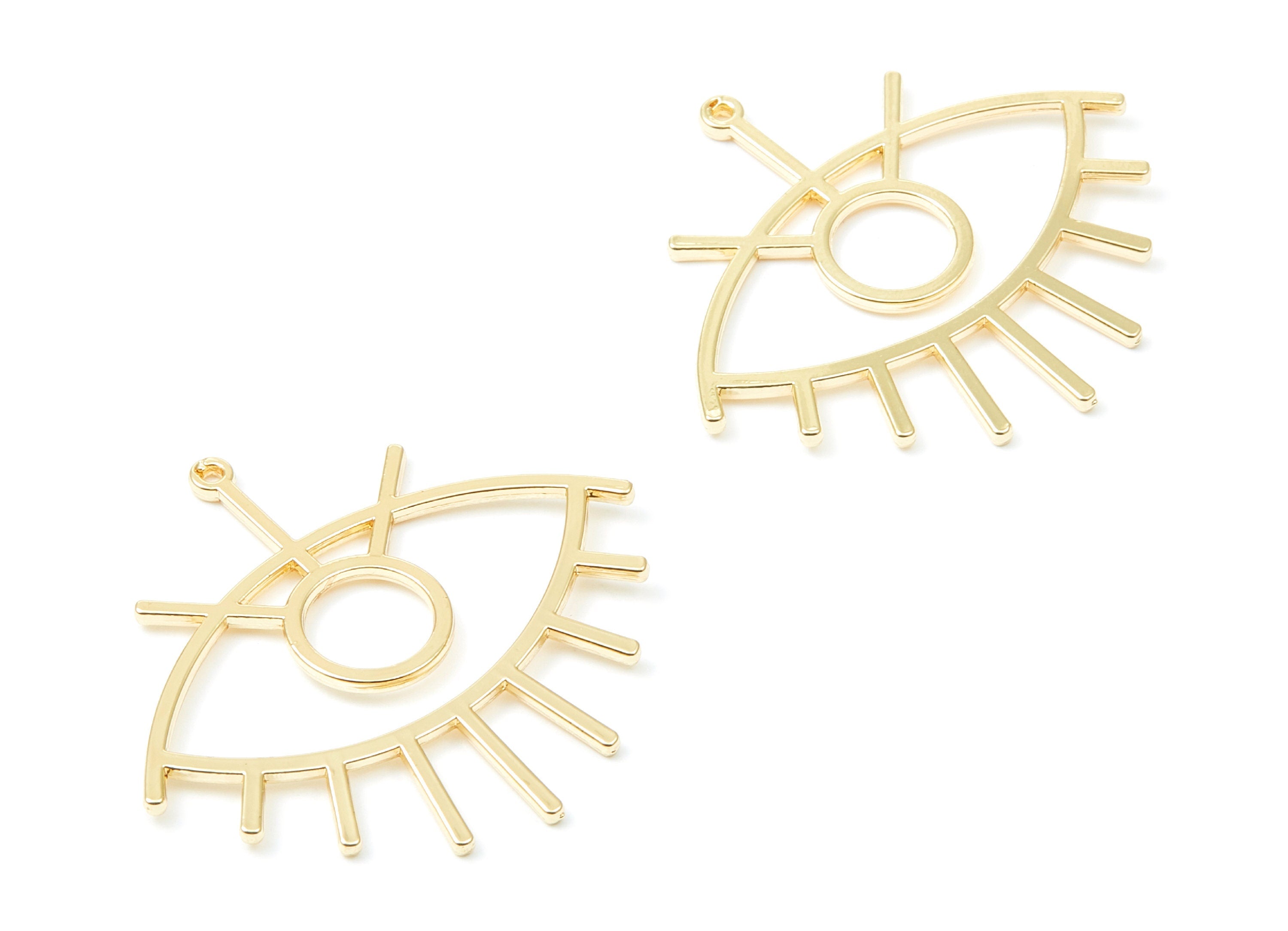 Eyes Shaped Charms - Zinc Alloy Earring Finding - Gold Tone - Alloy Pendant for Necklace - 42,61x39,4x1,5mm - ZZ1292 - DOMEDBAZAAR