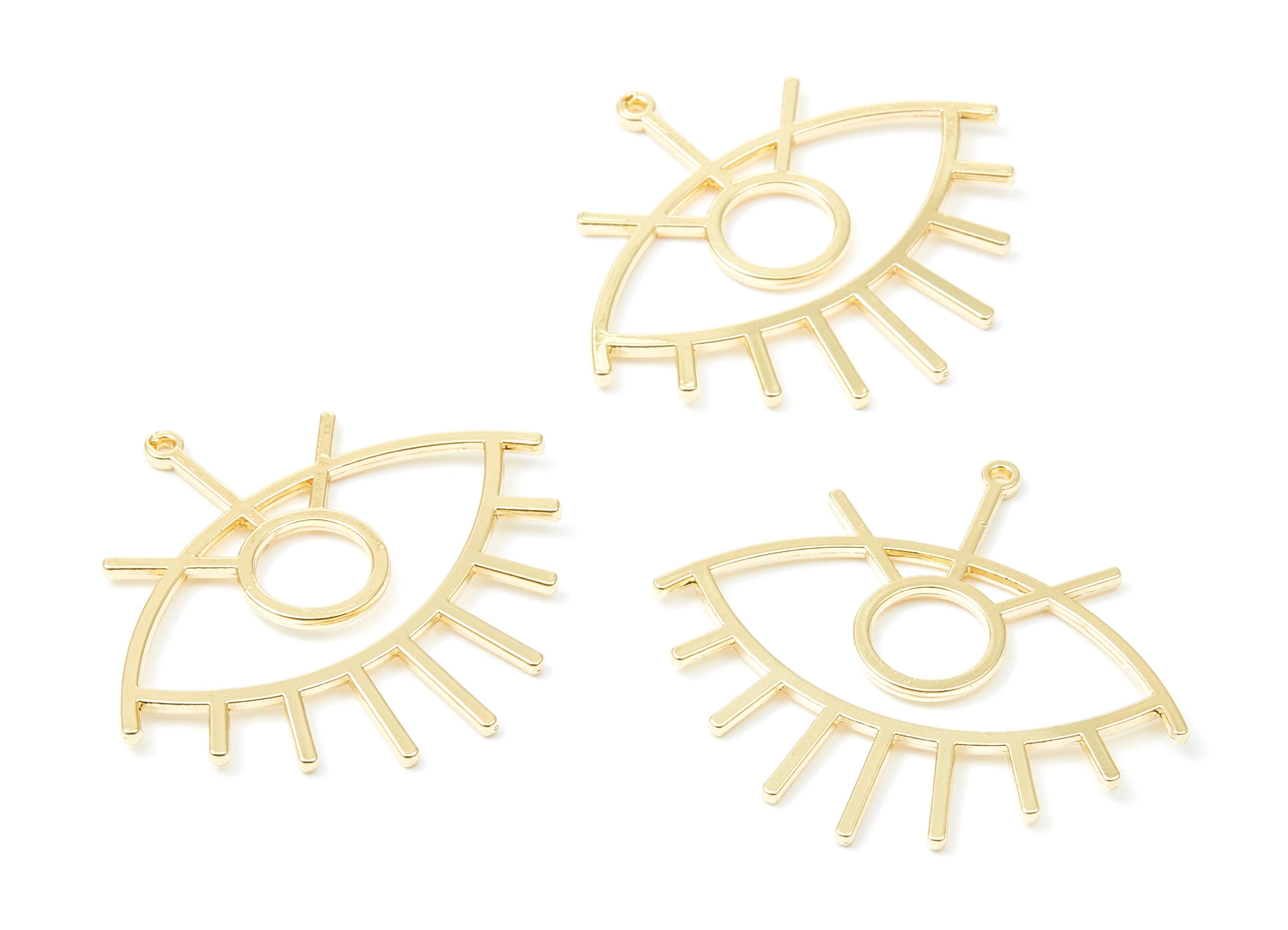 Eyes Shaped Charms - Zinc Alloy Earring Finding - Gold Tone - Alloy Pendant for Necklace - 42,61x39,4x1,5mm - ZZ1292 - DOMEDBAZAAR