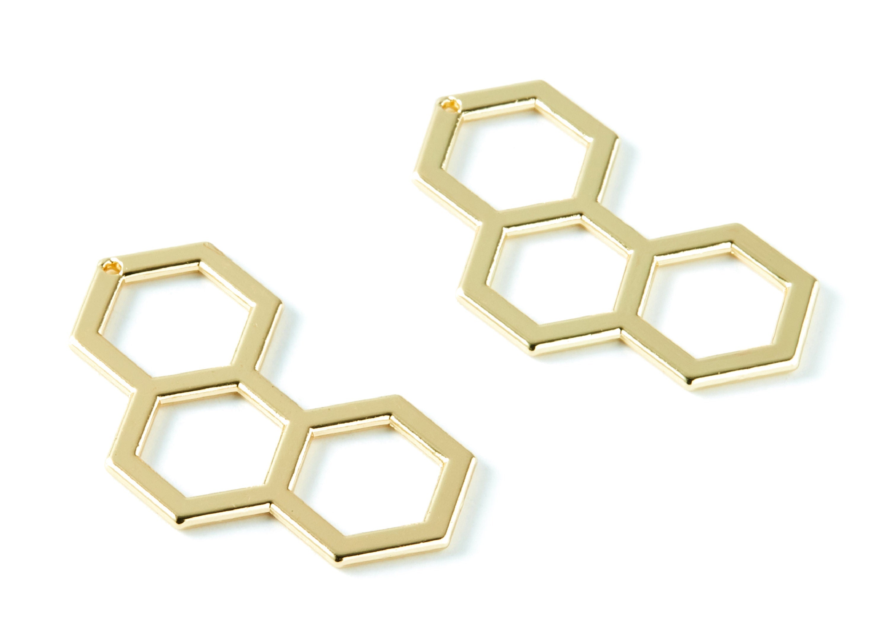 Honeycomb Shaped Charms - Zinc Alloy Earring Finding - Gold Tone - Alloy Pendant for Necklace - 39,95x22,24x1,55mm - ZZ1298 - DOMEDBAZAAR