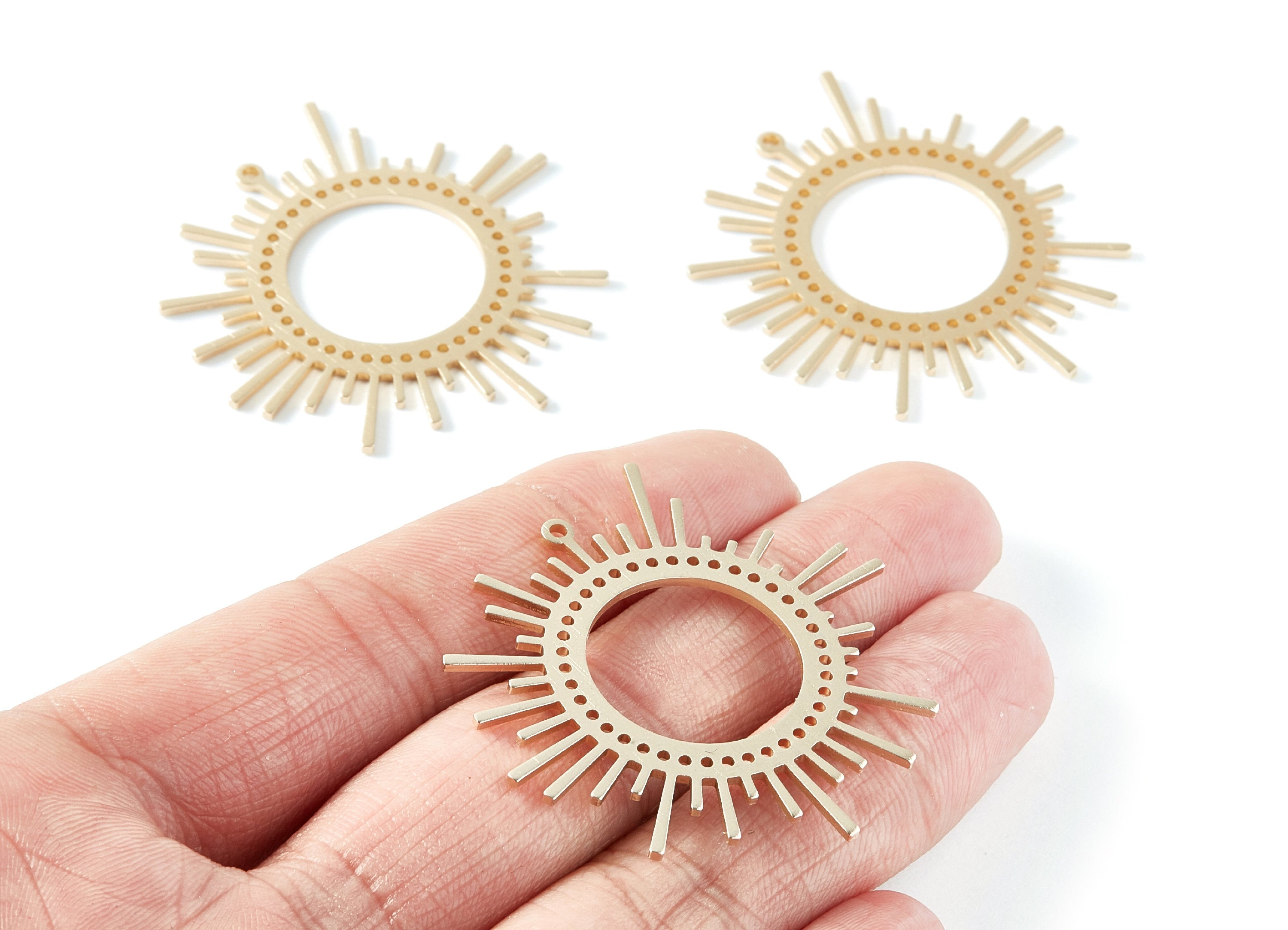 Aluminum Charms - Sun Shaped Earrings - Anodized Aluminium Charms - Gold Tone - 41.5x41.5x1.27mm - AA1133B - DOMEDBAZAAR