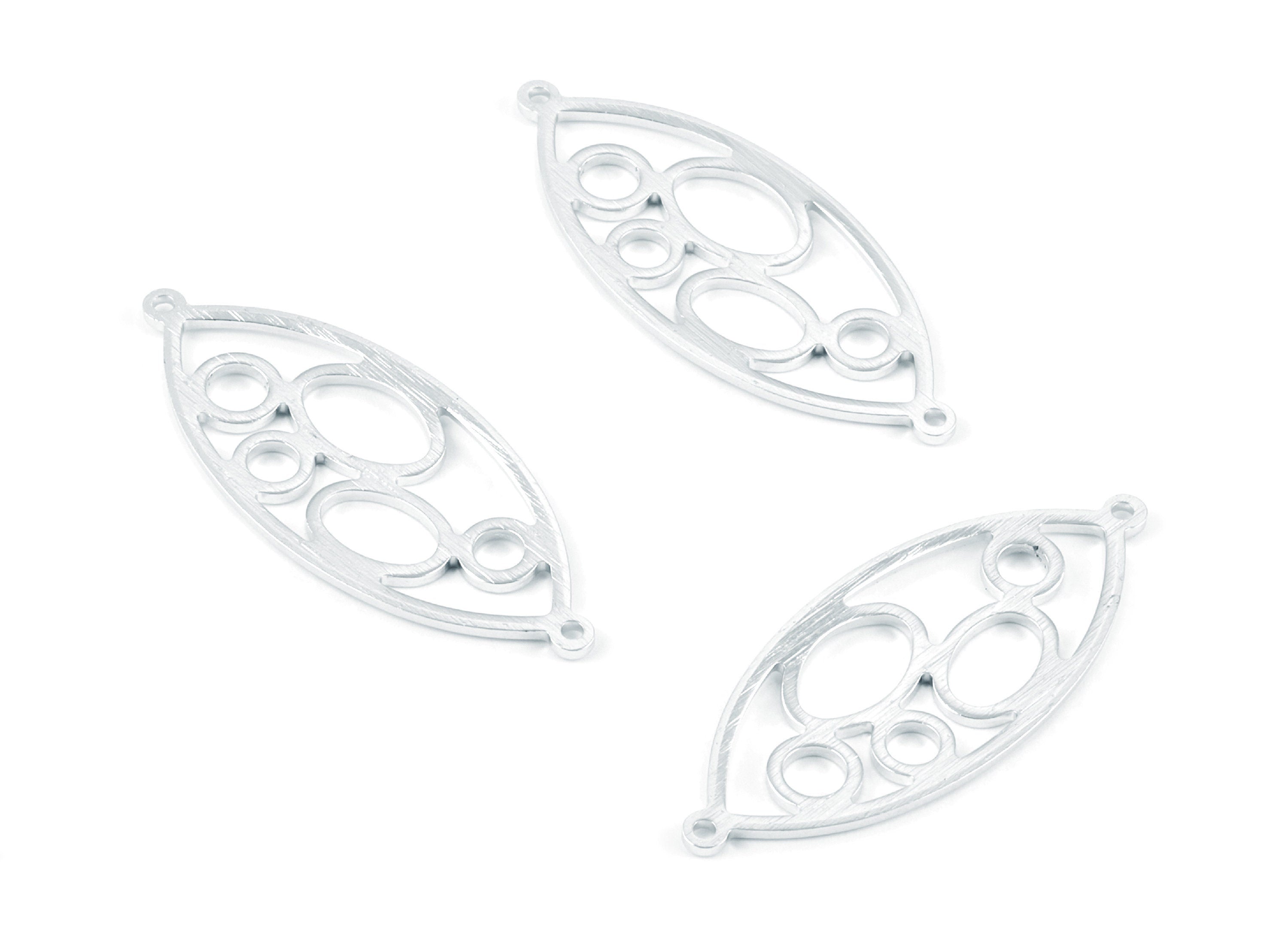Aluminum Charms - Oval Shaped Earrings - Anodized Aluminium Charms - Silver Tone - 31.1x22.85x1.34mm - AA1132B - DOMEDBAZAAR