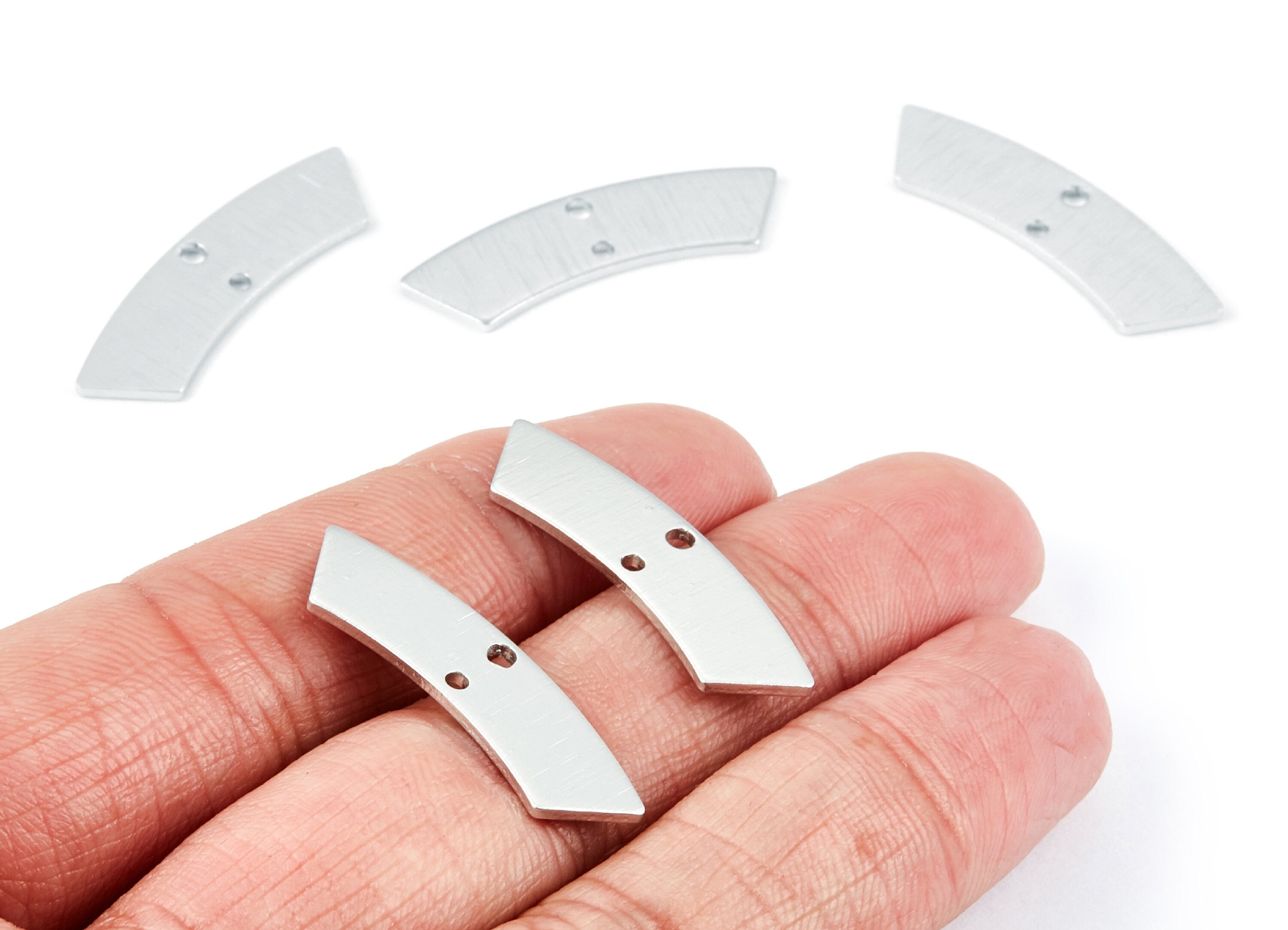Aluminum Charms - Geometric Shaped with 2 Holes - Anodized Aluminium Charms - Silver Tone - 30,8x8x1,17mm - AA1134B - DOMEDBAZAAR