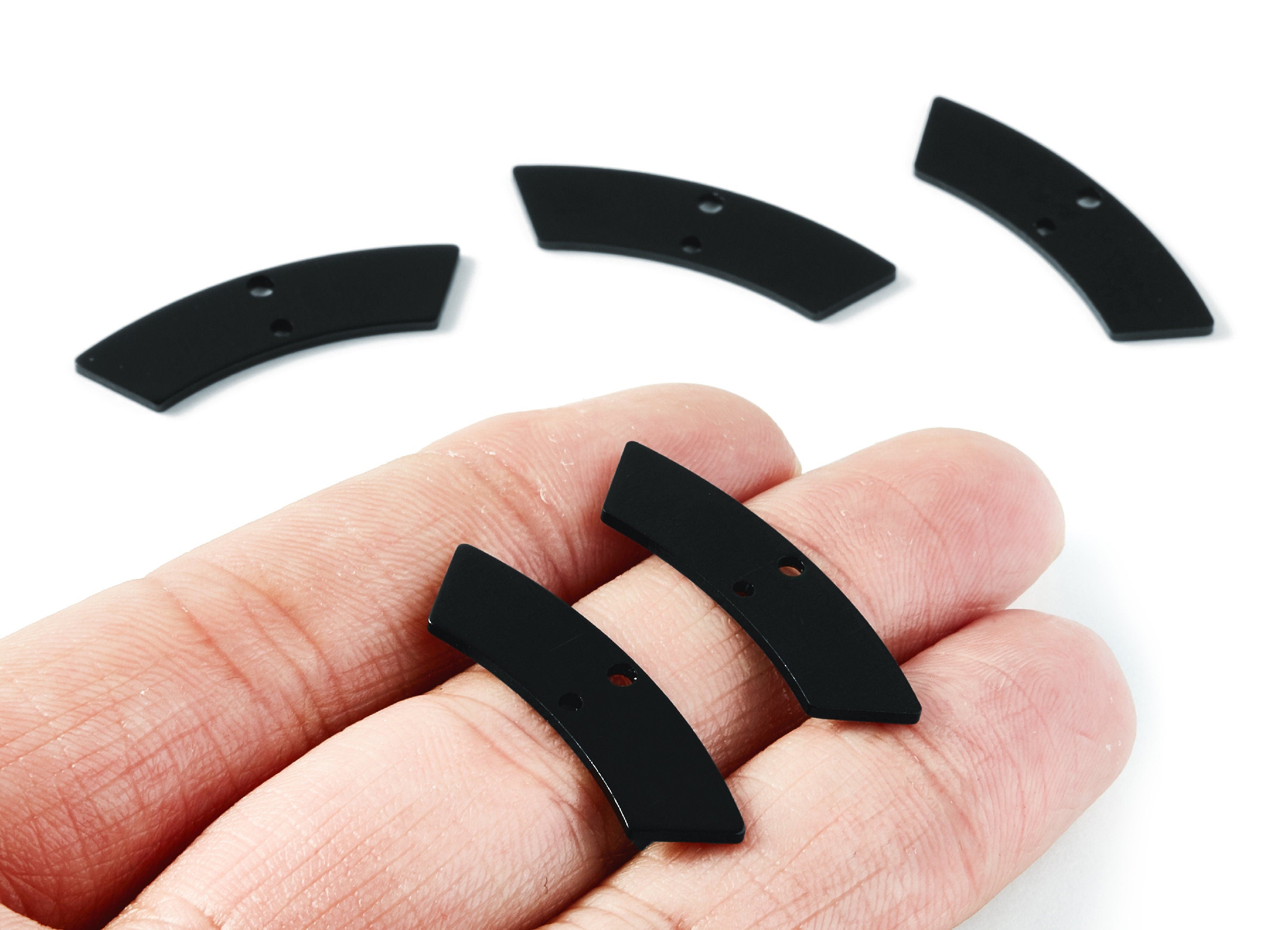 Aluminum Charms - Geometric Shaped with 2 Holes - Anodized Aluminium Charms - Black Tone - 30,8x8x1,17mm - AA1134C - DOMEDBAZAAR