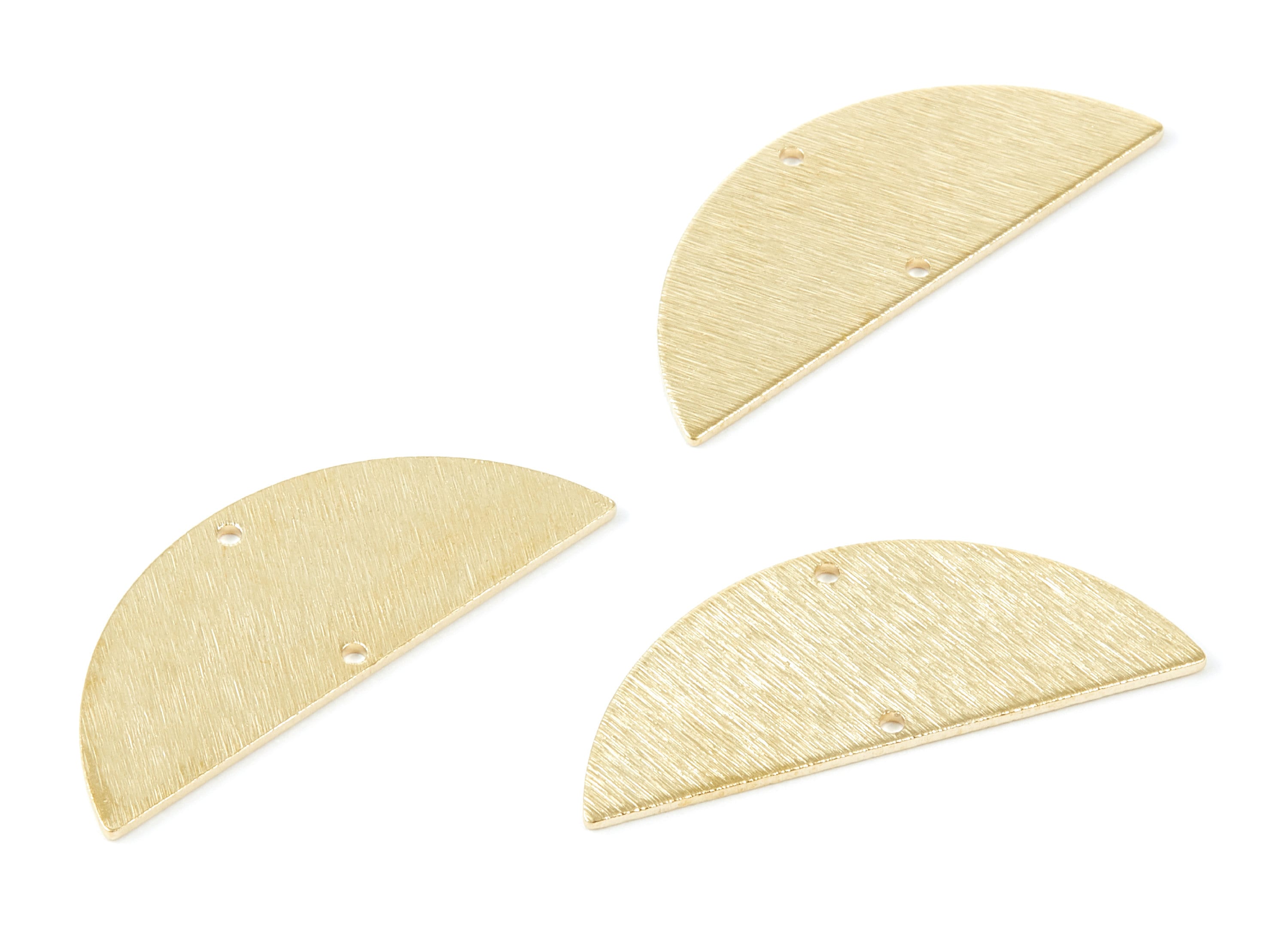 Brass Half Moon Charms - Textured Semi Circle Raw Brass Connector with 2 Holes - Jewelry Supplies - 39,22x15,47x0,99mm - PP2109 - DOMEDBAZAAR