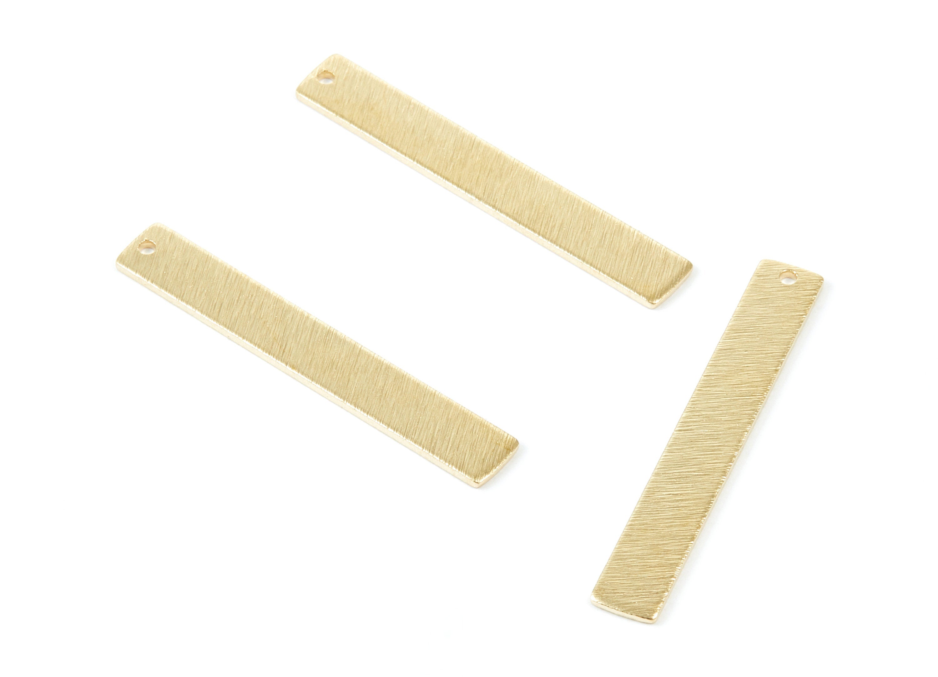 Brass Strip Shaped Charms - Raw Brass Textured Strip Shaped Pendants With 1 Hole - Jewelry Supplies - 40,8x6,08x1mm - PP2108 - DOMEDBAZAAR
