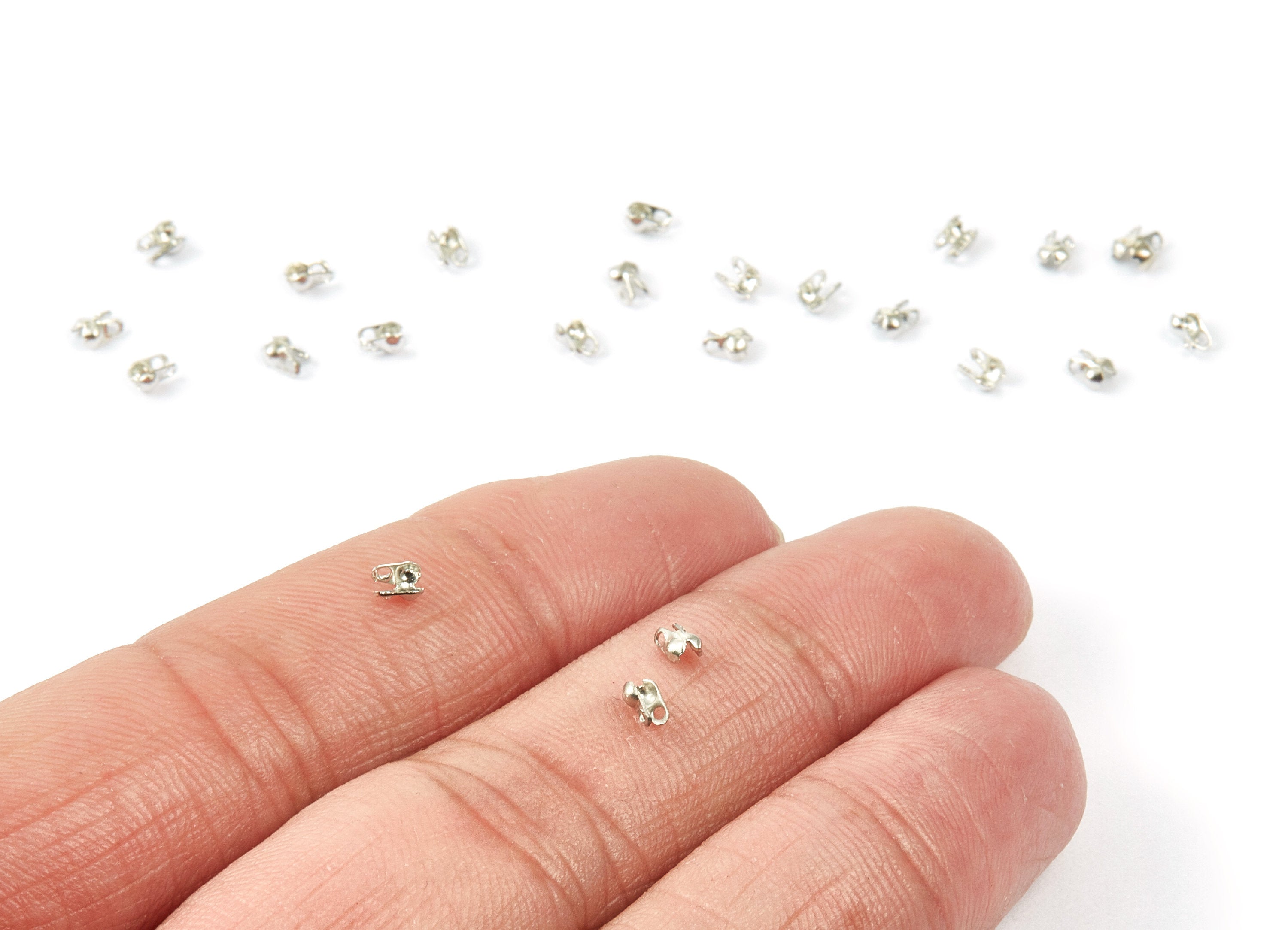 1.2 Ball Chain Clasp - 1.2 Silver Tone Plated Brass Chain Clasp - Brass Connector Clasp - Jewelry Supplies - 3.5x2mm - PP1670S - DOMEDBAZAAR