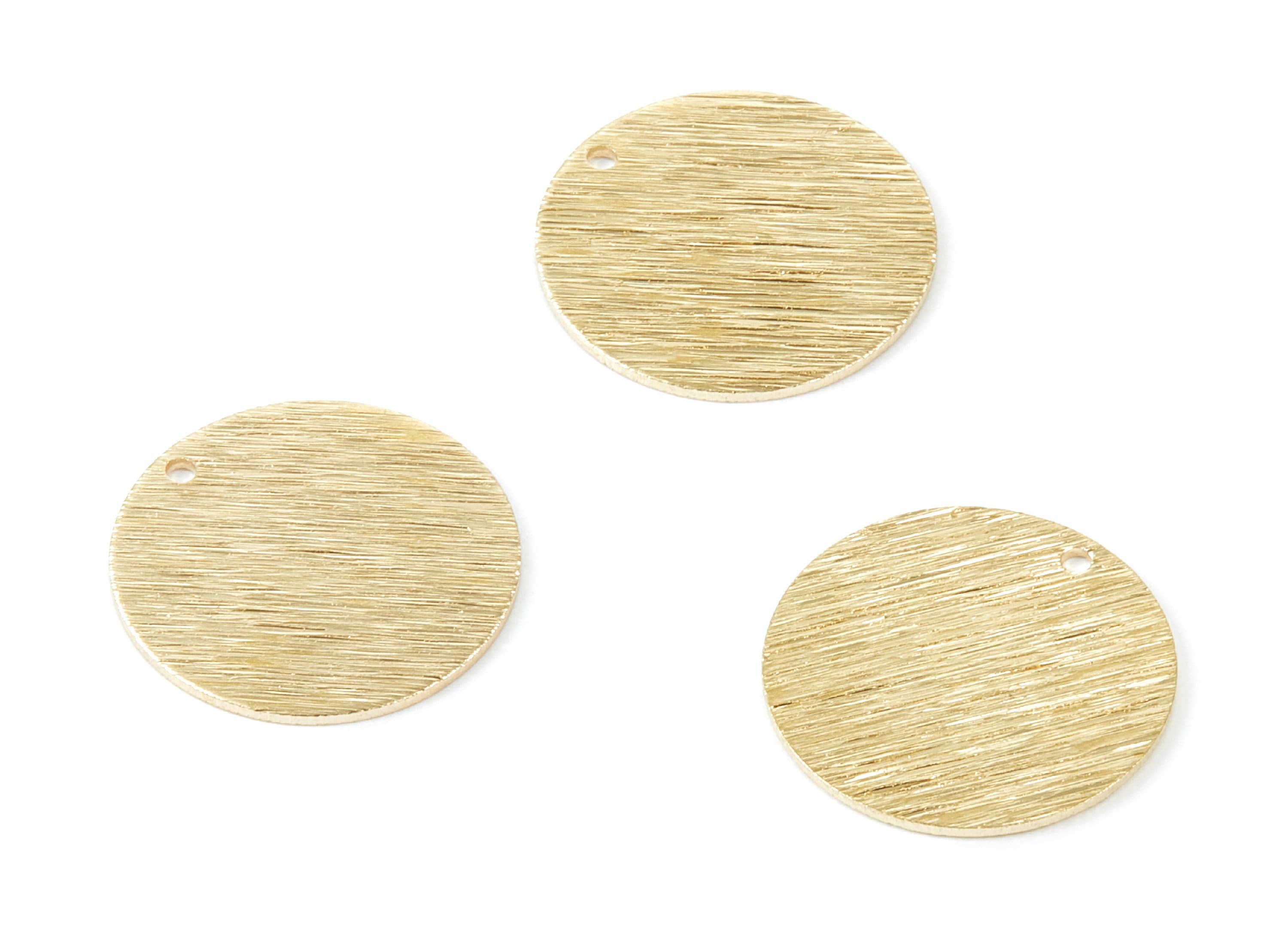 Brass Round Charms - Rough Textured Raw Brass Pendant With 1 Hole - Earring Findings - Jewelry Supplies - 20x20x0,84mm - PP1873 - DOMEDBAZAAR