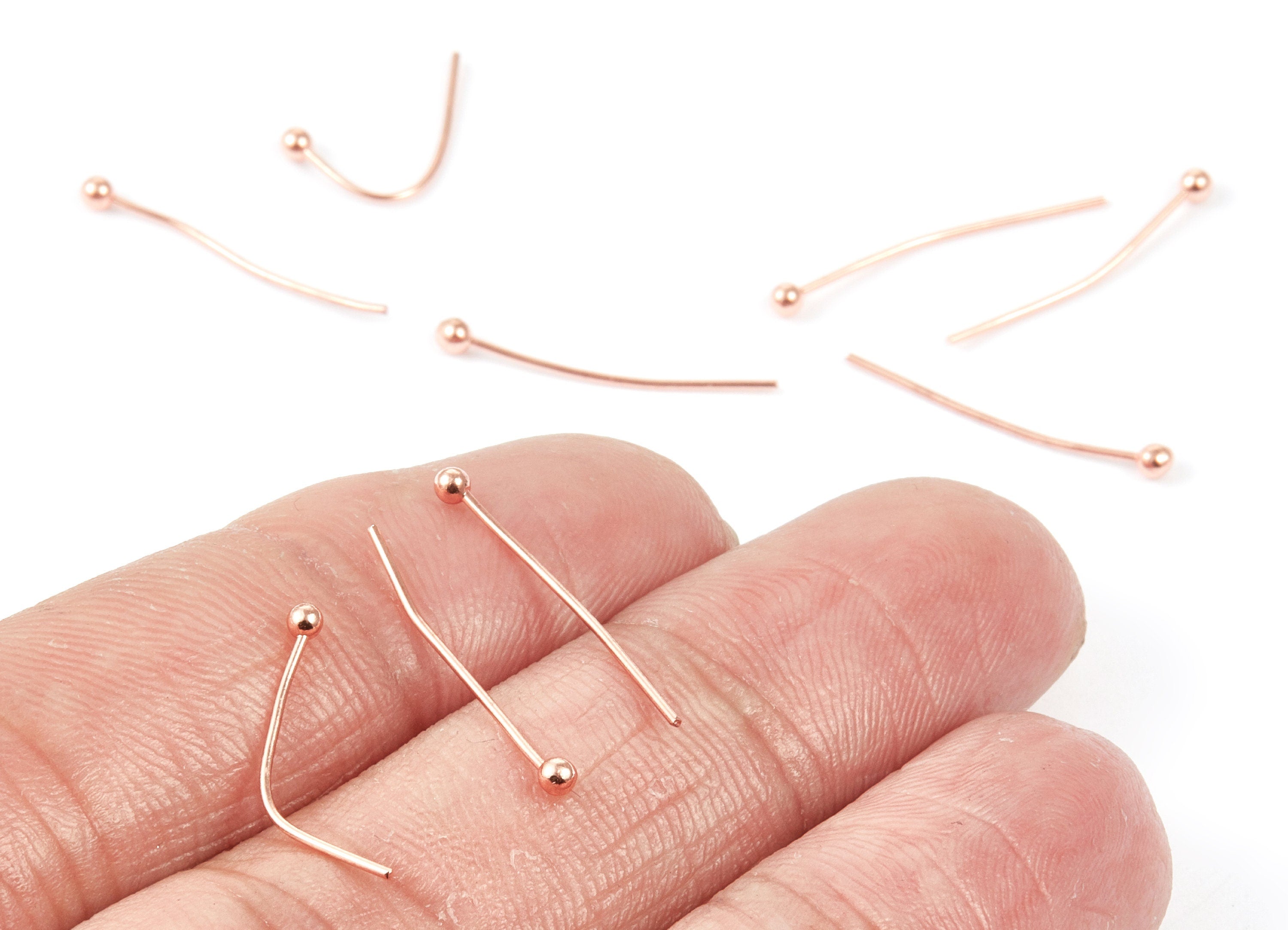 Brass Ball Head Pins - 0.6x20x2.0 - Rose Tone Plated Brass - Jewelry Findings - 20x2x0.6mm - PP1718 - DOMEDBAZAAR